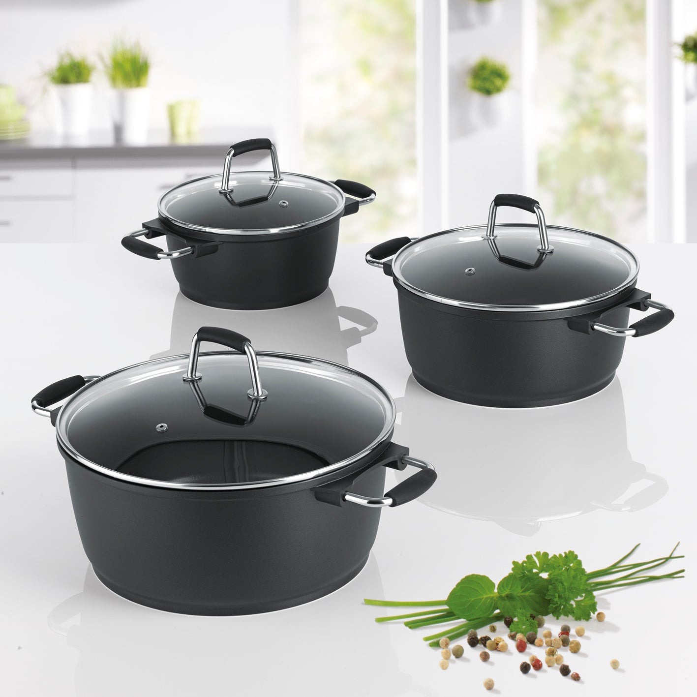 Aluguss-Kochtopf, 20 cm mit Greblon Antihaftbeschichtung, langlebig, kratzunempfindlich, zum Kochen & Braten ohne Anhaften und Anbrennen.