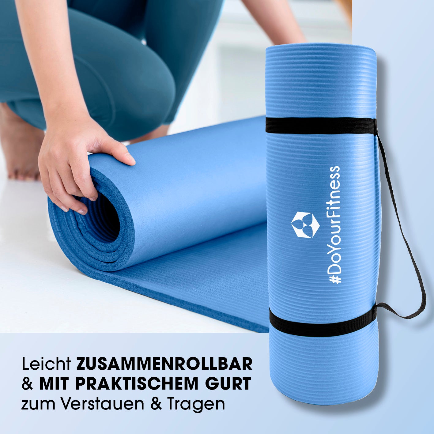 Fitness- und Gymnastikmatte - 183 x 61 x 1,5 cm - Blau