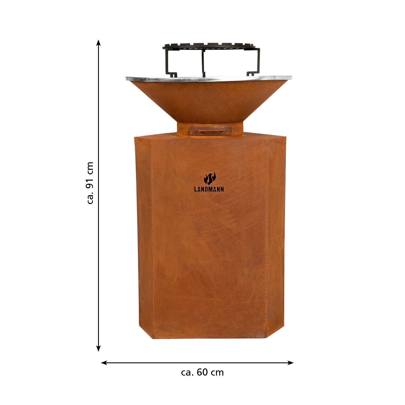 Feuerschale aus Cortenstahl mit Standfuß - 60 cm