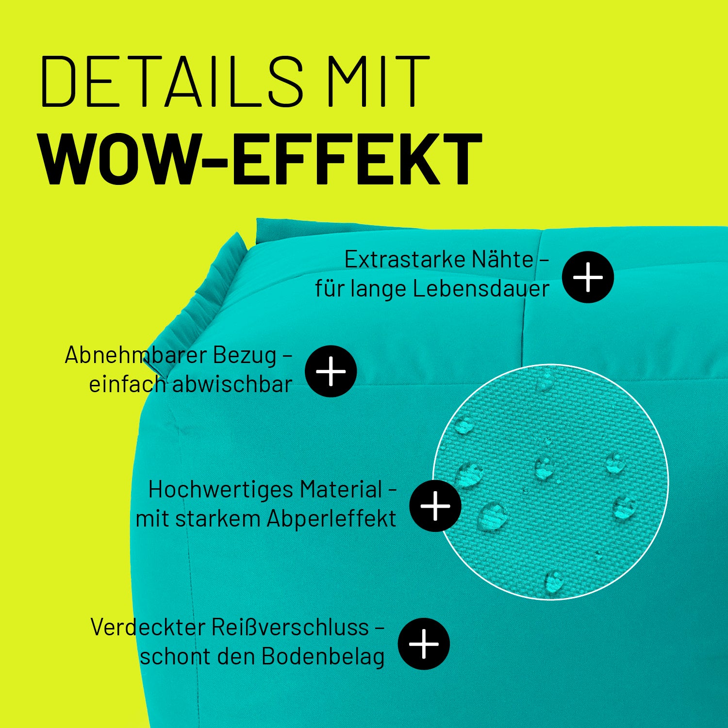 Sitzsack-Hocker (200 L) - Modulares System - indoor & outdoor - Türkis