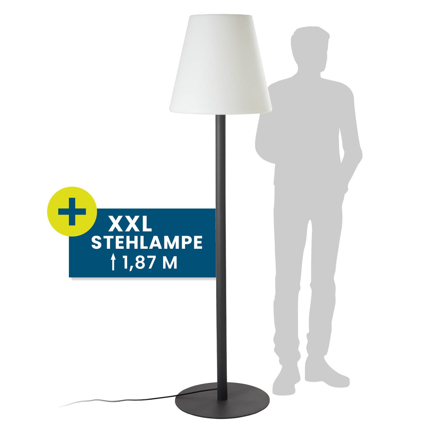 LED-Standleuchte dimmbar - 187 cm - schwarz/weiß