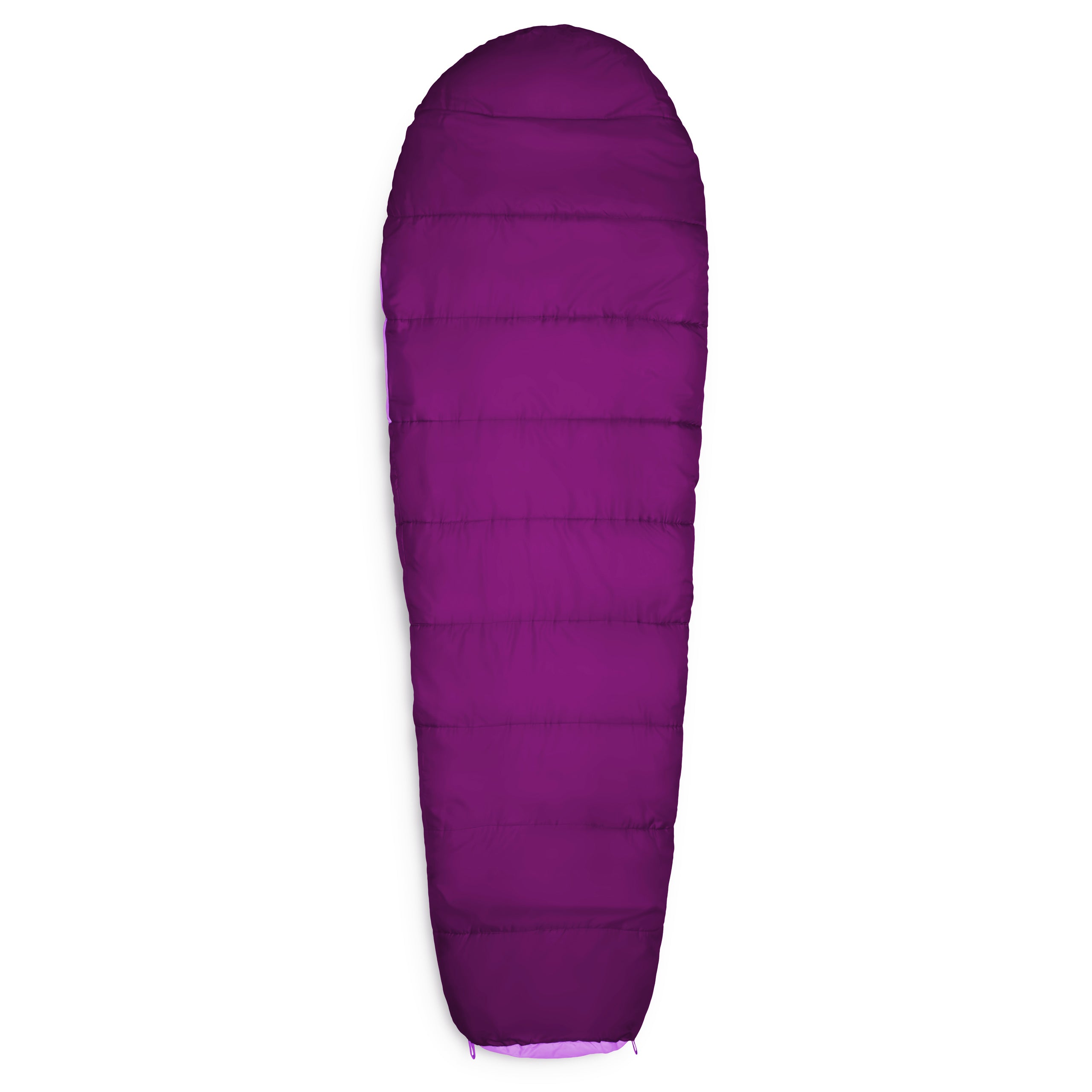Camping Schlafsack Small & Light - Mumienschlafsack in Lila, wasserabweisend, mit Thermokragen und Packsack, 220 x 80 x 50 cm.