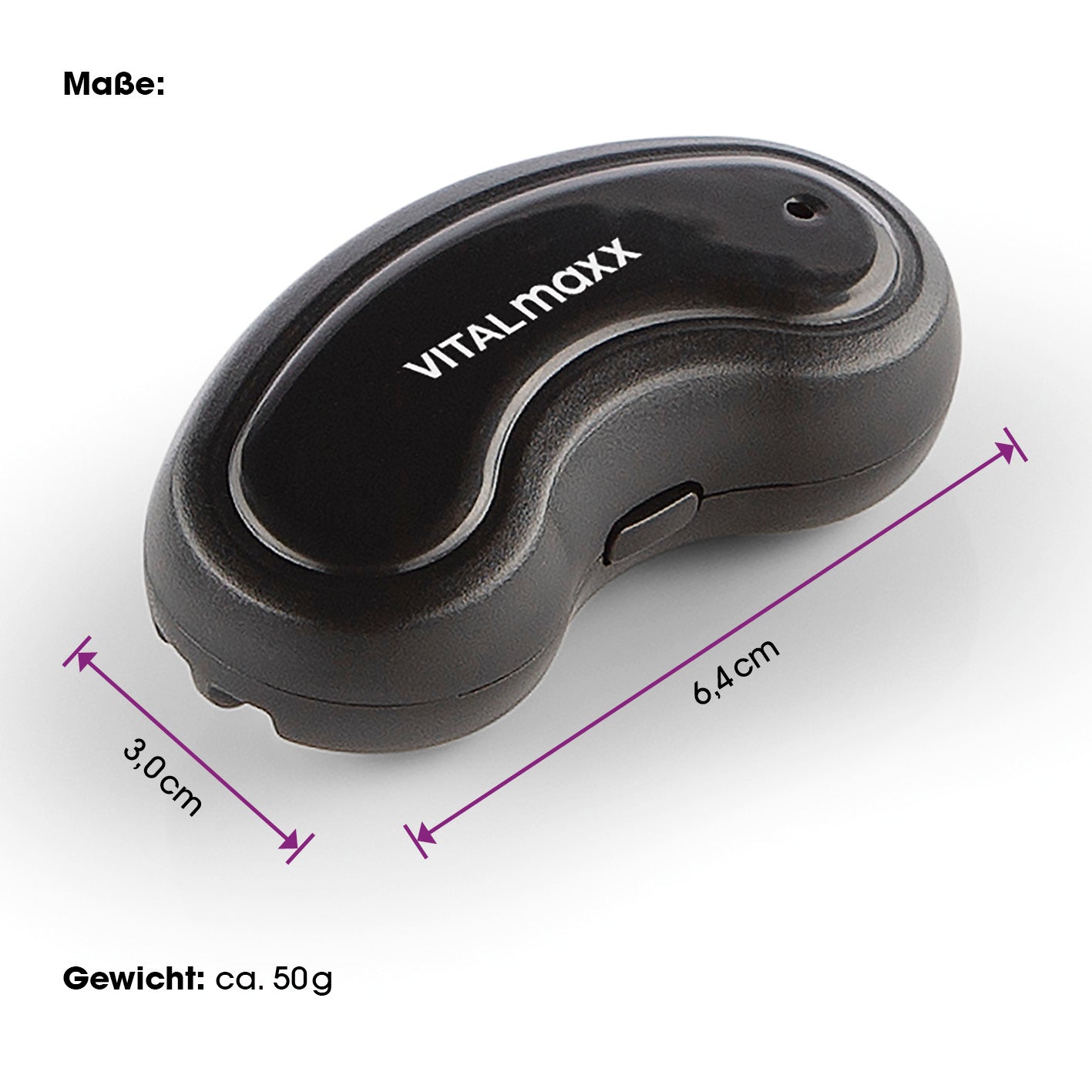 Anti-Schnarch-Gerät - schwarz mit Vibration zur Muskelstimulierung, kompakt, 6,4x3cm, hoher Tragekomfort ohne Maske oder Schläuche.