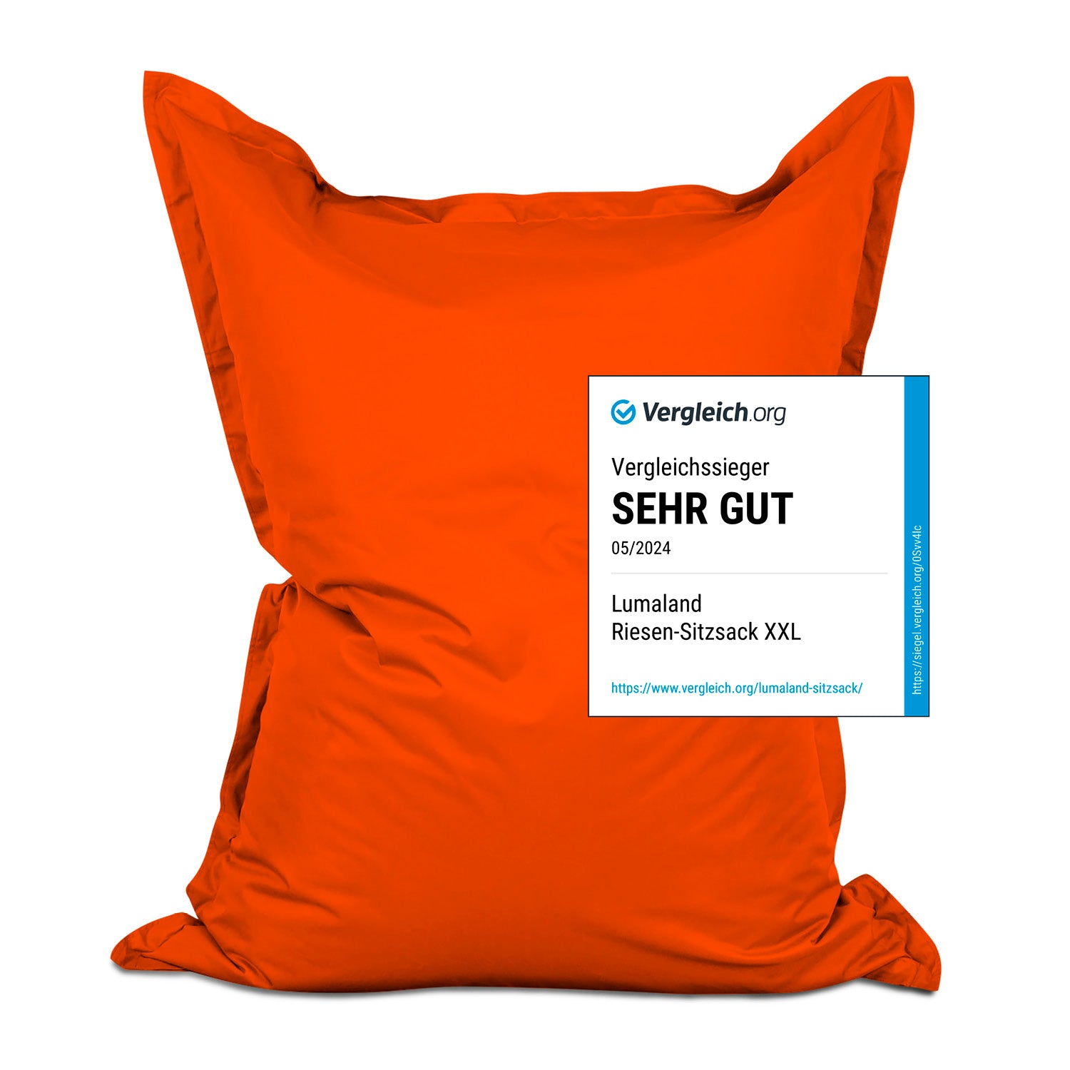 Sitzsack Classic XXL (380 L) in Orange, groß, robust, für drinnen & draußen, mit hochwertiger Füllung und pflegeleichtem Material.