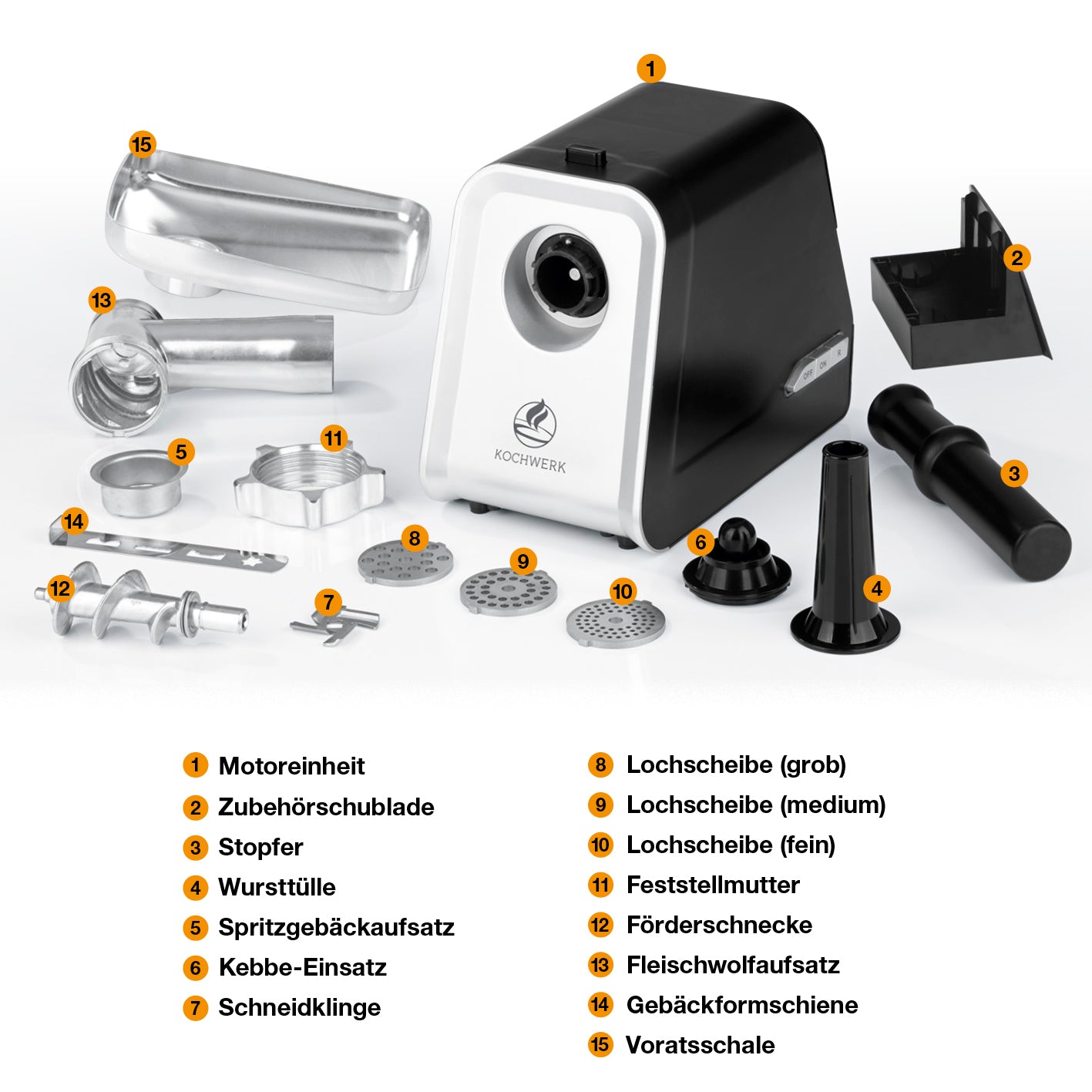 Fleischwolf 4in1 - silber/schwarz