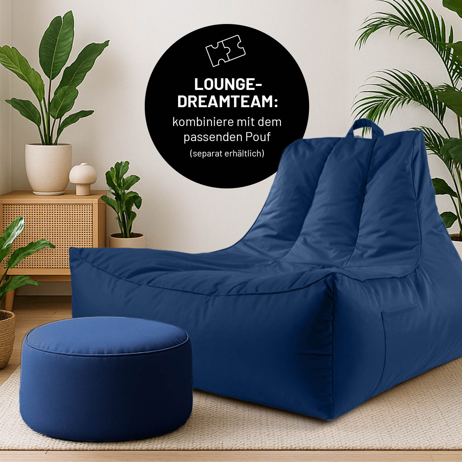 Premium Lounge-Sessel - 380 L - 100 x 100 x 80 cm - Navyblau