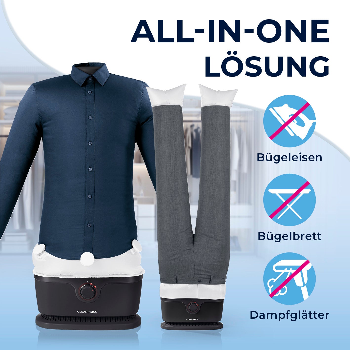 Hemdenbügler PRO mit Hosenaufsatz - Schwarz