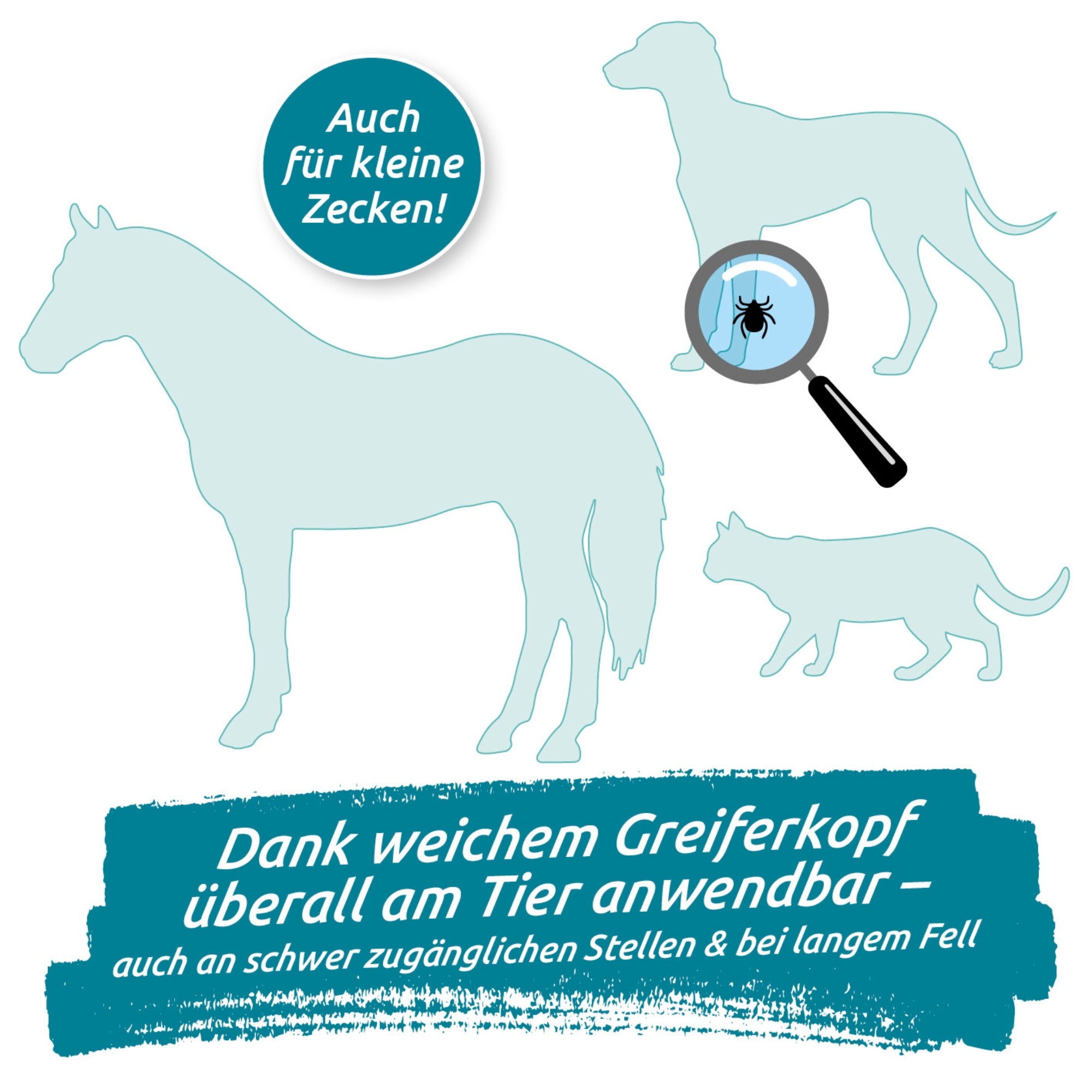 Zeckengreifer für Tiere mit rotierendem Greiferkopf