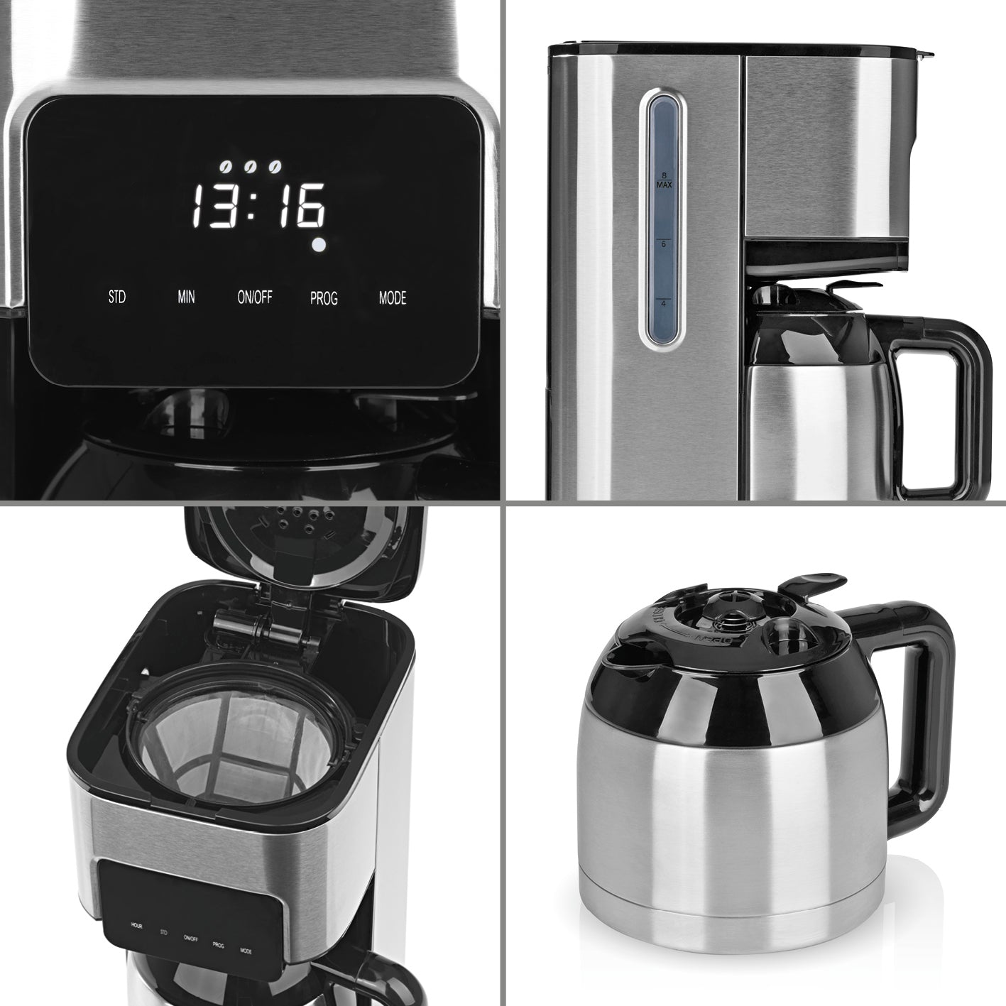 FRESH-AROMA-TOUCH Filterkaffeemaschine - Thermo mit Edelstahl-Design, Touch-Display, Timer und doppelwandiger Isolierkanne.