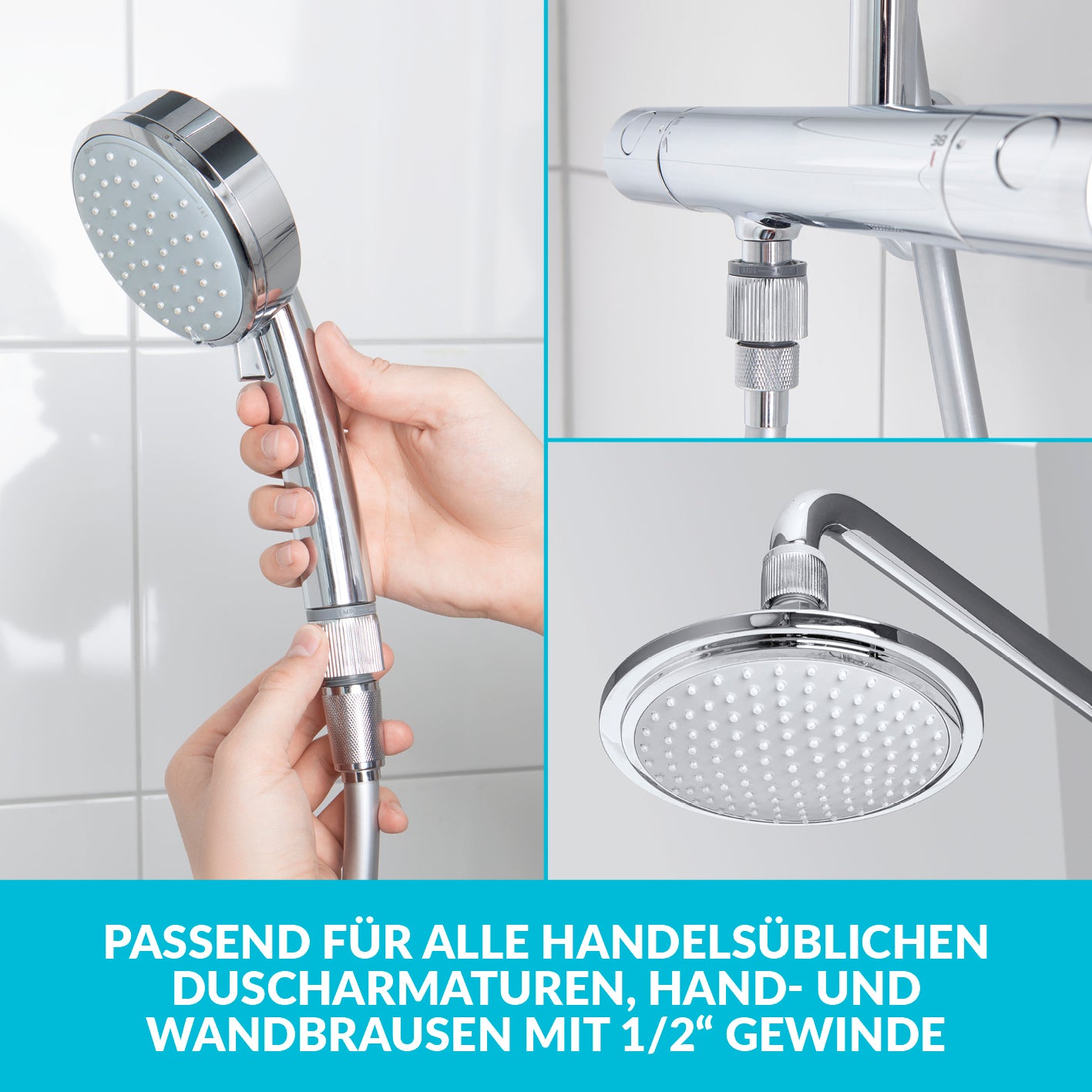 Einstellbarer Wassersparer für die Dusche - chromfarben - 2er-Set