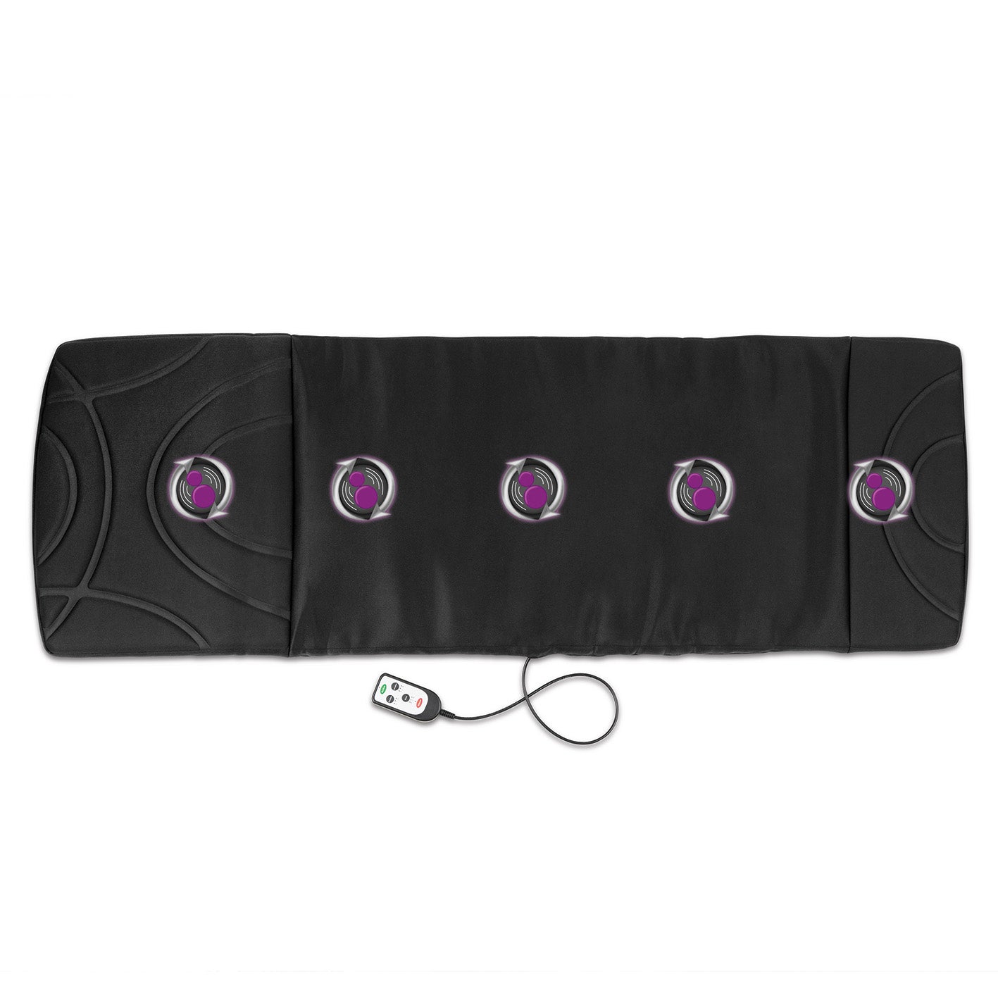 Massagematte 5-Zonen 12V schwarz mit 5 Vibrationsmotoren, Wärmefunktion, Fernbedienung und 3 Massagezonen für Nacken, Rücken, Beine.