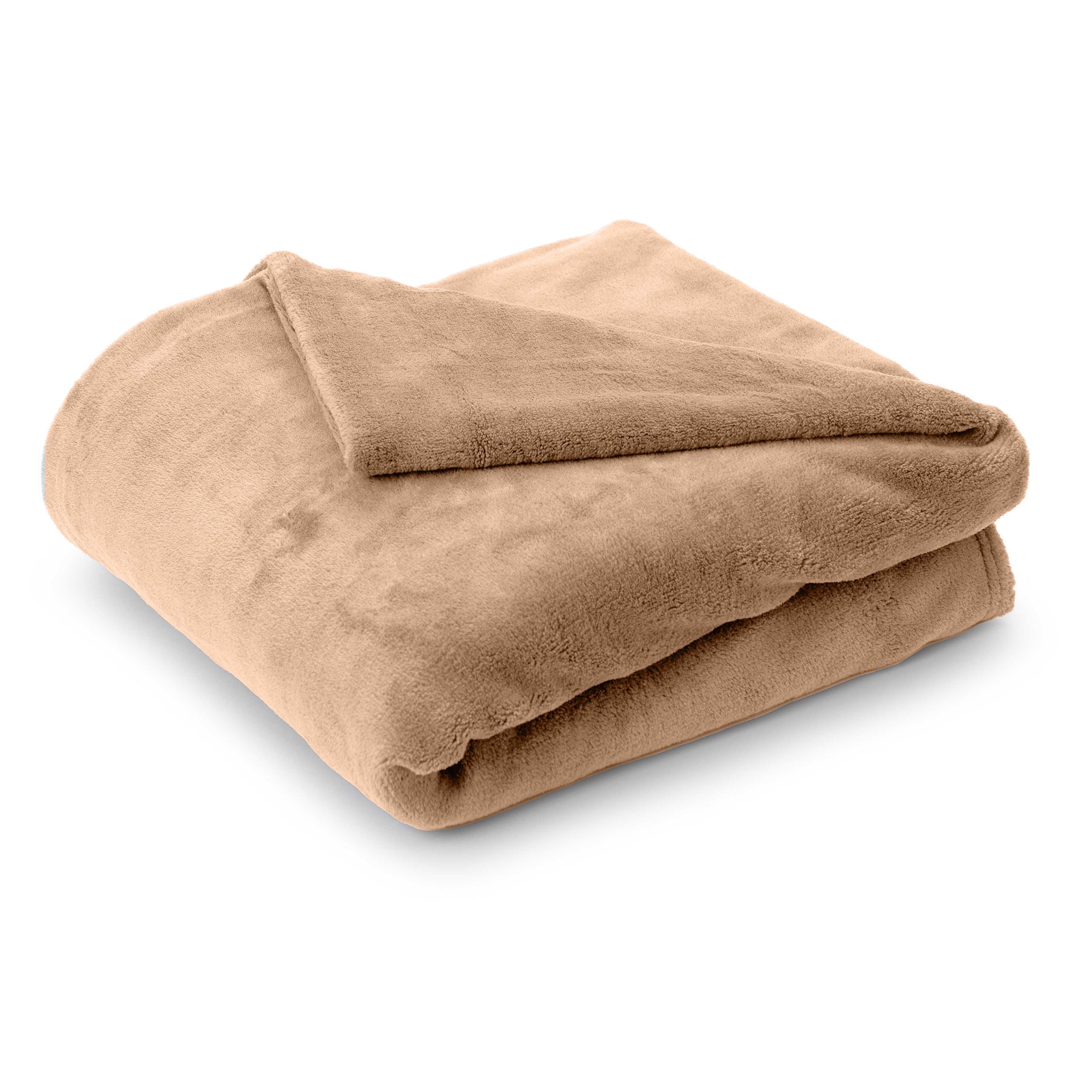 Kuscheldecke - 220x240 cm - Hellbraune weiche Coral-Fleece Sofadecke, waschbar bei 30°C, ideal als Tagesdecke oder Kuscheldecke.