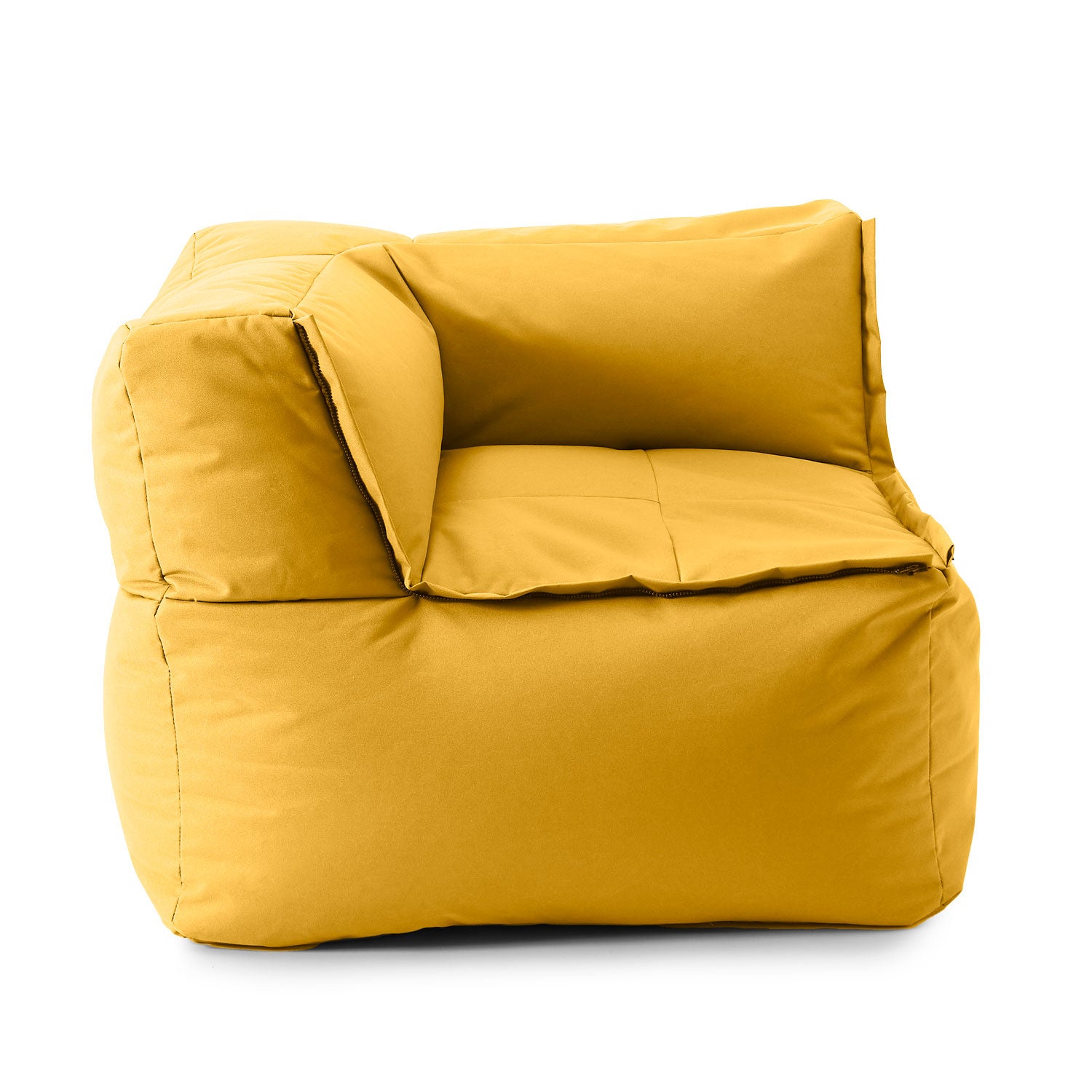 Sitzsack-Sofa Ecke (340 L) - Modulares System - indoor & outdoor - Senfgelb mit extrastarkem Bezug und hochwertiger EPS-Füllung.