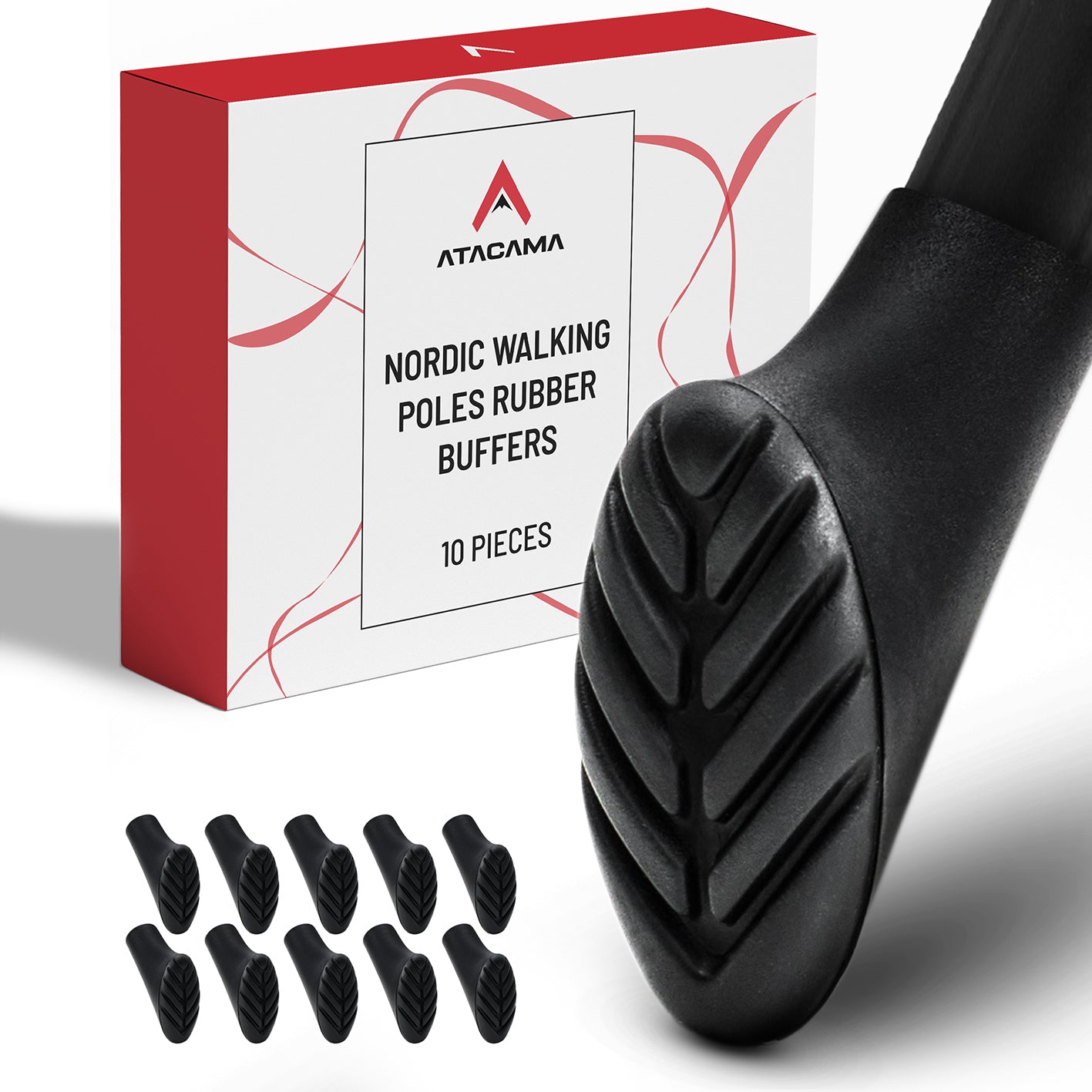Nordic Walking Gummipuffer - 10er-Set, rutschfeste Ersatzspitzen für Walking Stöcke mit optimalem Grip und Gelenkschutz auf allen Oberflächen.