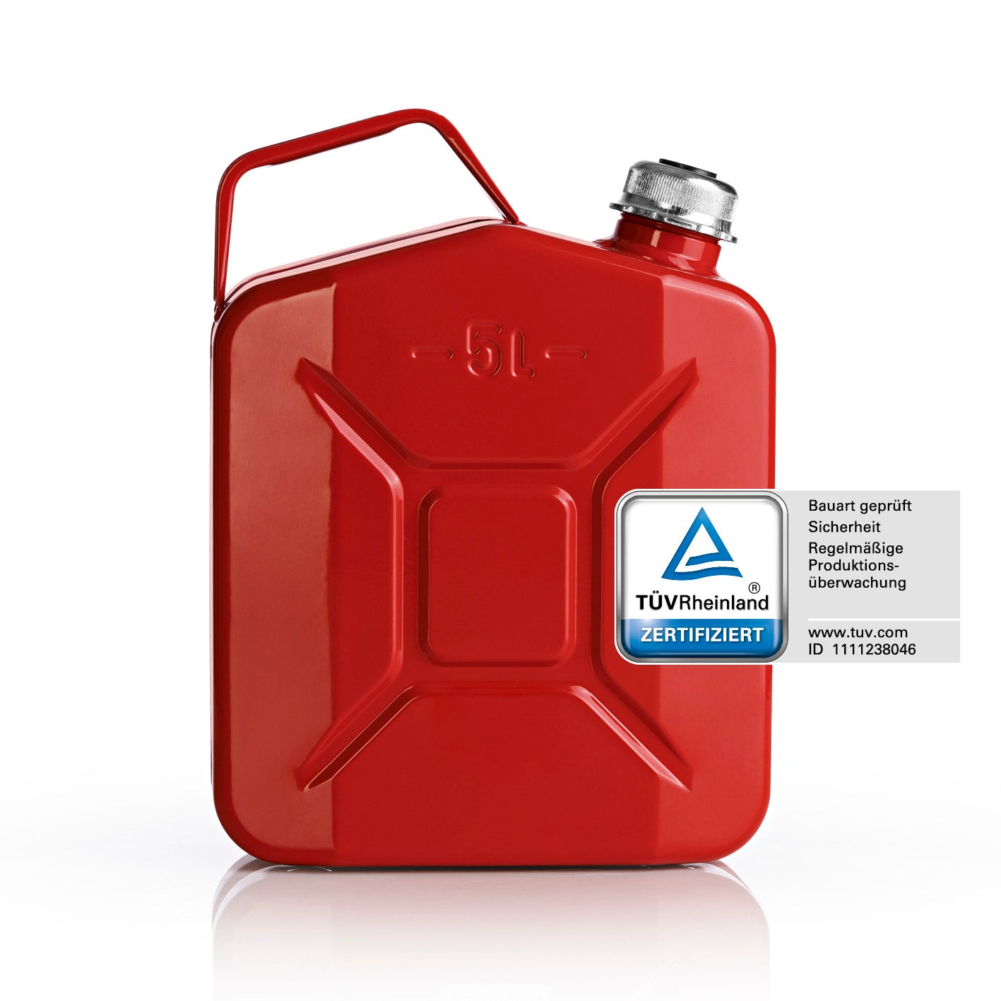 Kraftstoffkanister Metall mit Schraubverschluss - 5 Liter - Rot, langlebig, rostfrei, sicher und UN-zertifiziert, hergestellt in Europa.