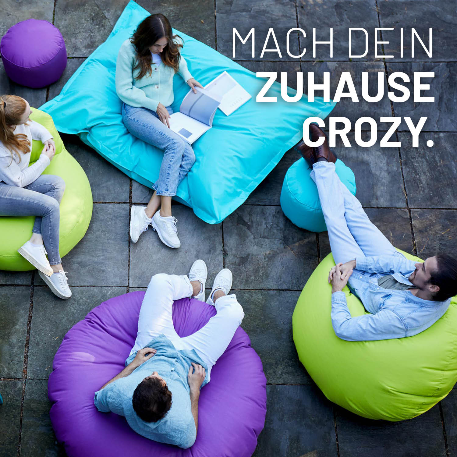 Sitzsack Drops (300 L) - indoor & outdoor - Silbergrau, großer bequemer Sitzsack für innen und außen mit langlebigen Nähten und hochwertiger Füllung