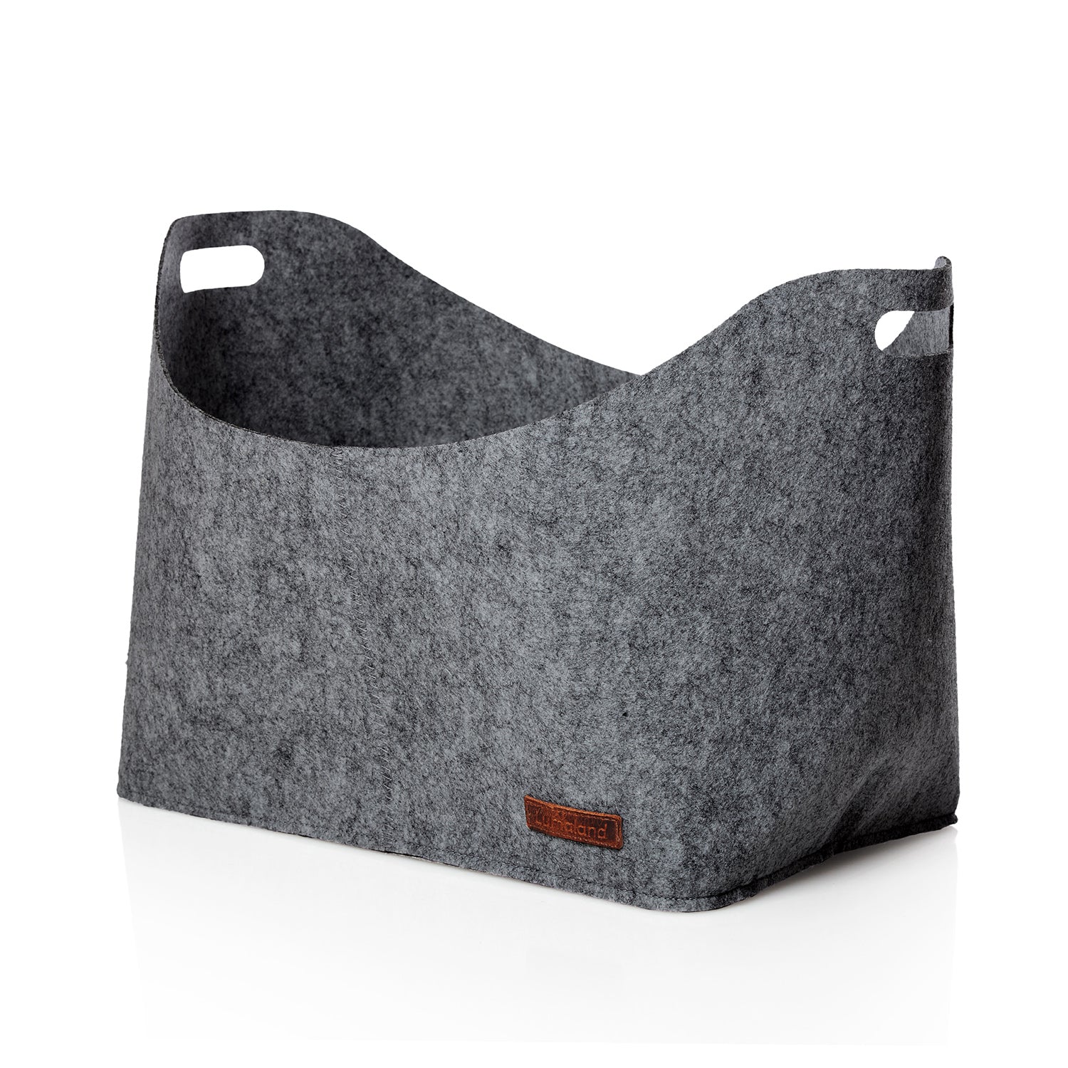 Kaminholztasche aus Filz mit Tragegriff 40x25x28 cm Dunkelgrau, ideal zur sicheren Aufbewahrung und einfachem Transport von Kaminholz.
