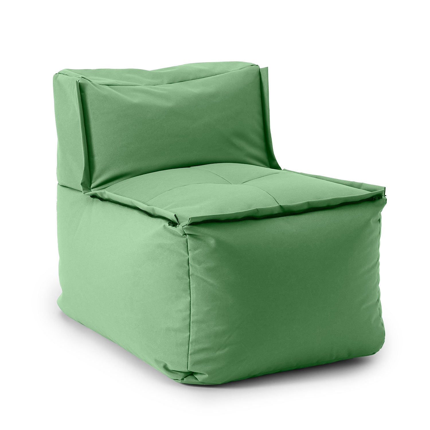 Sitzsack-Sofa Mittelstück (200 L) - Modulares System - indoor & outdoor - Pastell Grün, extrastark, pflegeleicht, mit verdeckten Reißverschlüssen.