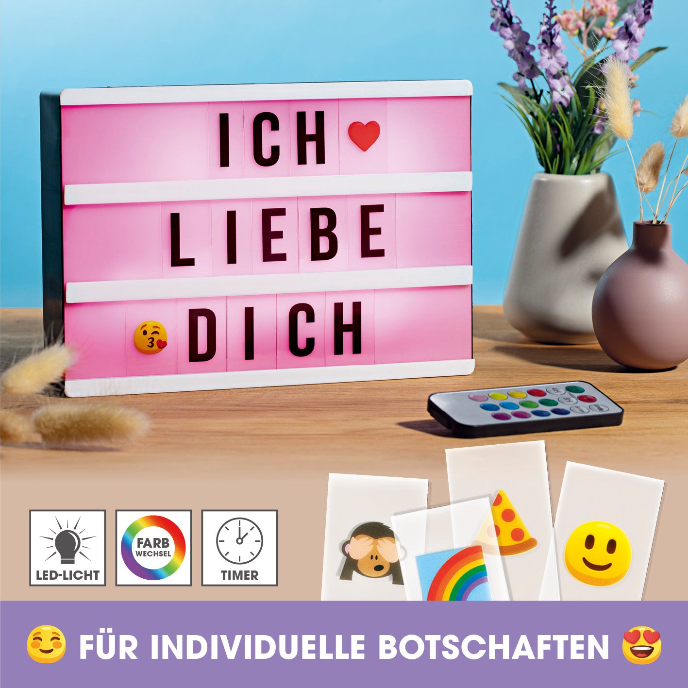 LED-Leuchtkasten A5 - 173 Buchstaben & 150 Emojis