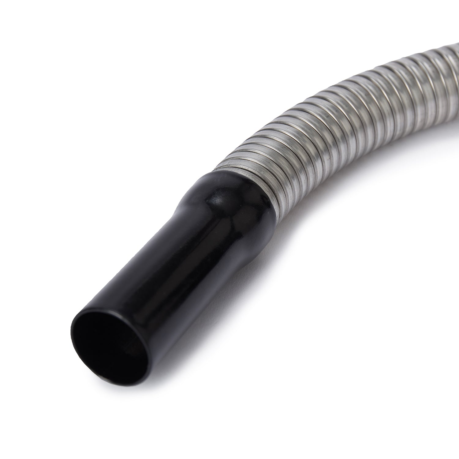 Flexibler Ausgießer für Diesel für Metall-Kraftstoffkanister in Schwarz, 38 cm lang, mit Entlüftungskanal und internem Filter.