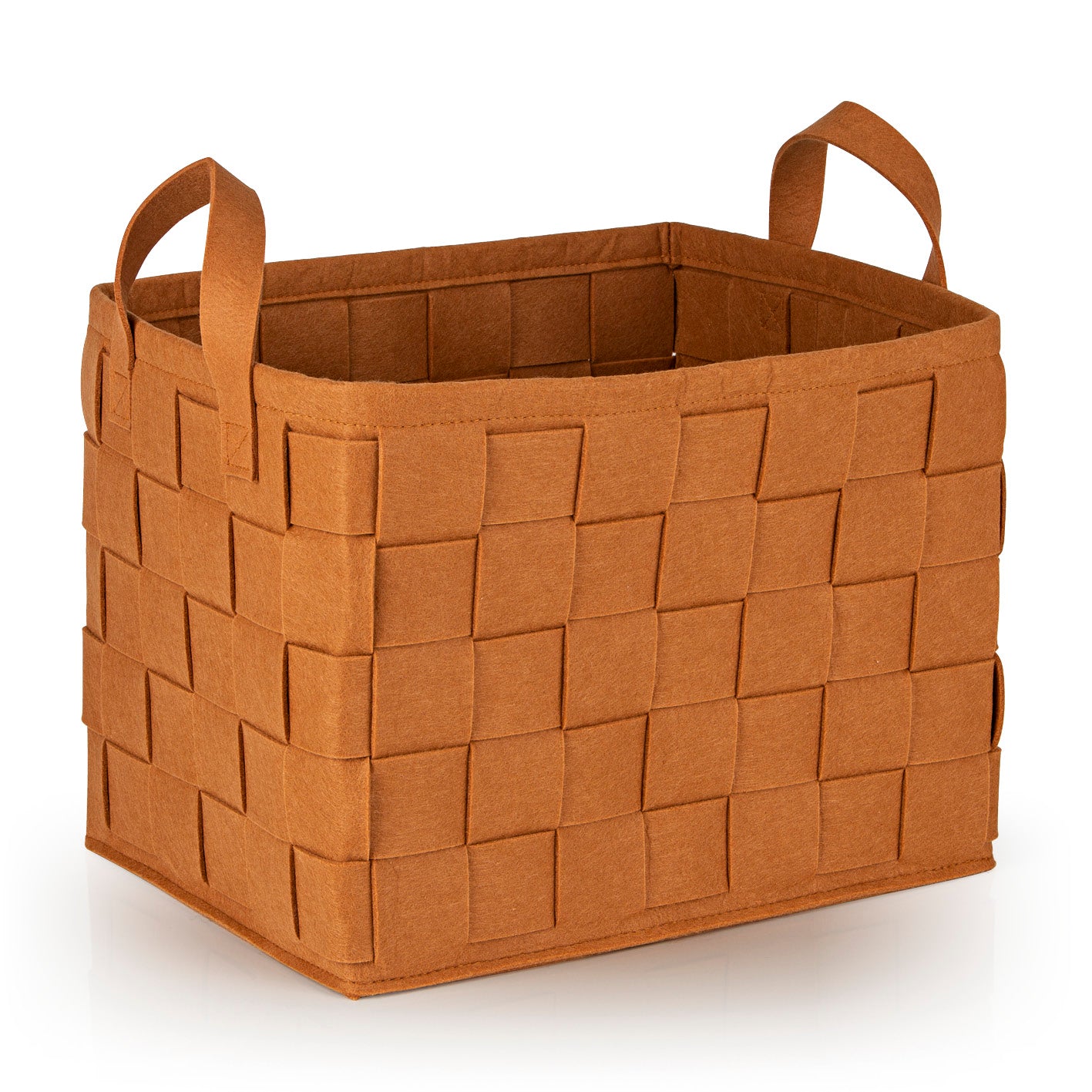 Filz-Aufbewahrungstasche L - 40 x 30 x 30 cm - Rost, faltbarer, strapazierfähiger Filzkorb mit Tragegriffen, scandi Stil, bodenschonend.