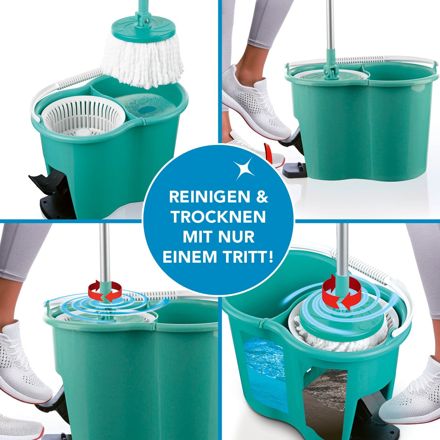 Power-Wischmopp - Zwei-Kammer-Filtersystem - türkis