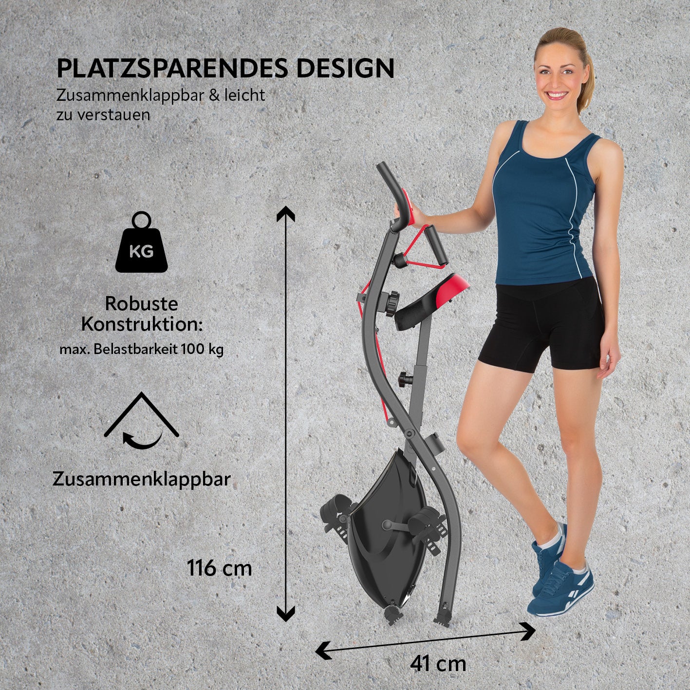Heimtrainer Fitness Bike mit Expanderbänder