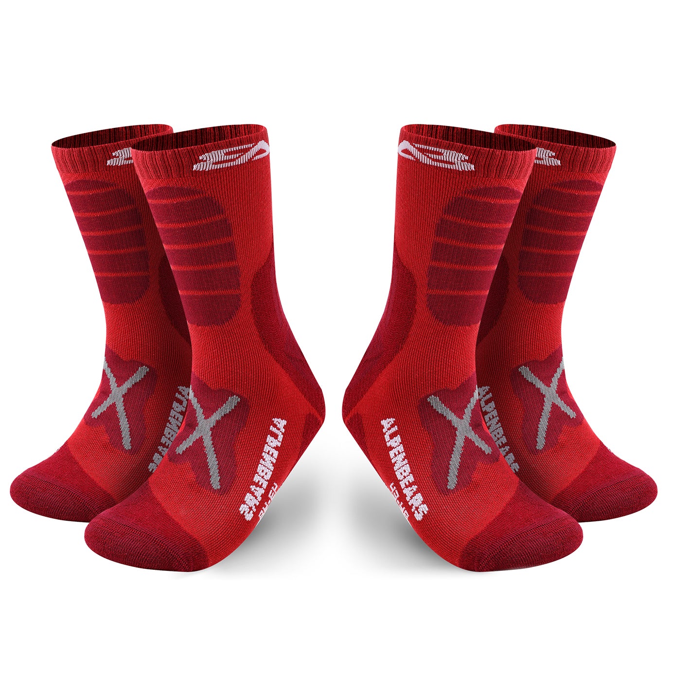 Wandersocken Merino Wolle - 2er-Set - Rot - Größe 43-48