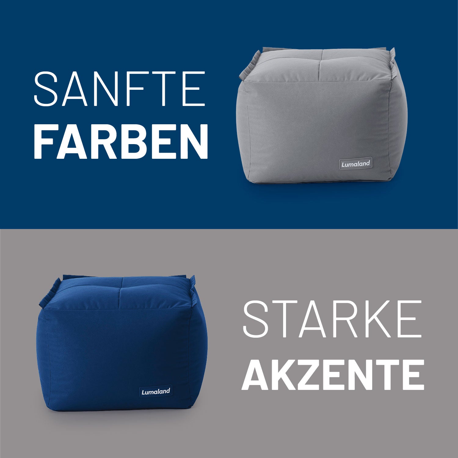Sitzsack-Hocker (200 L) in Grau, modulare Funktion, indoor & outdoor, mit abwischbarem Bezug und langlebigen Nähten.