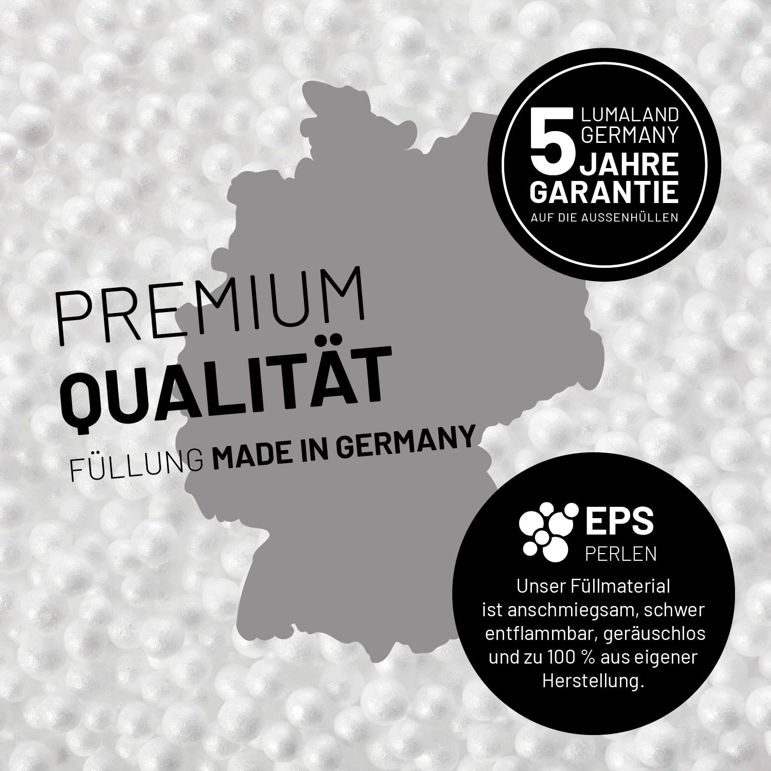 Sitzsack-Sofa Sessel (400 L) mit Premium EPS-Perlenfüllung, 5 Jahre Garantie, Made in Germany, für Indoor & Outdoor geeignet.