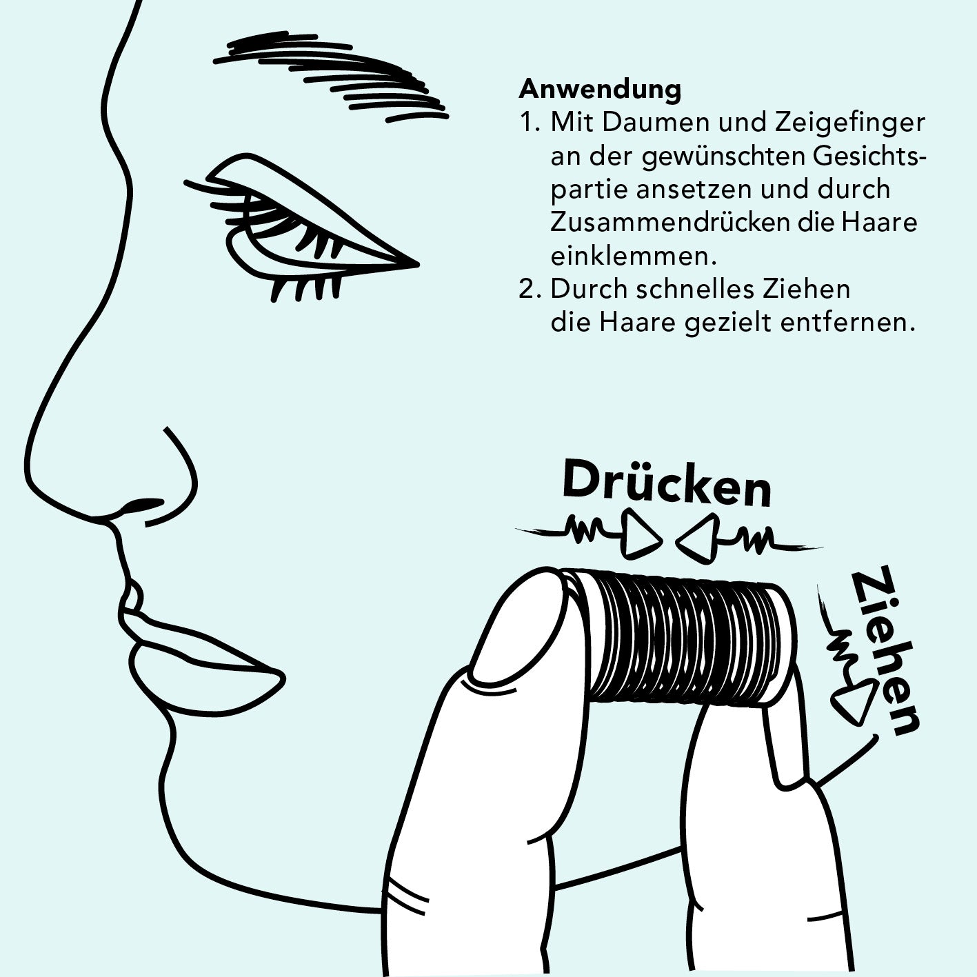 Mini Gesichtsepilierer inkl. Aufbewahrungsbox, Anwendung zur schnellen und gezielten Haarentfernung im Gesicht.