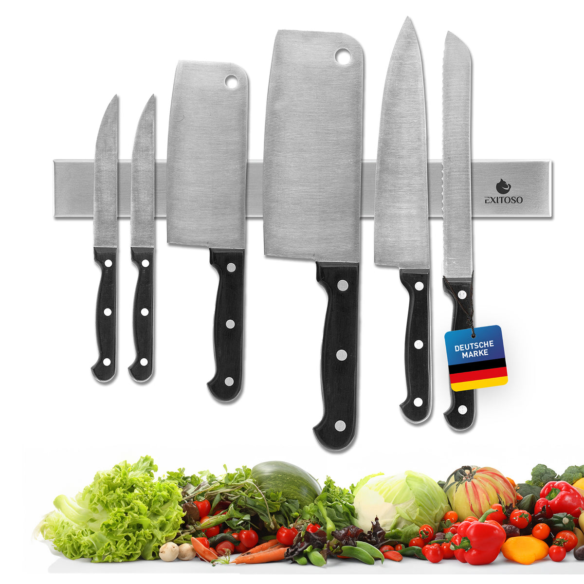 Mit der EXITOSO Magnetleiste hast du alle Küchenmesser im Griff!