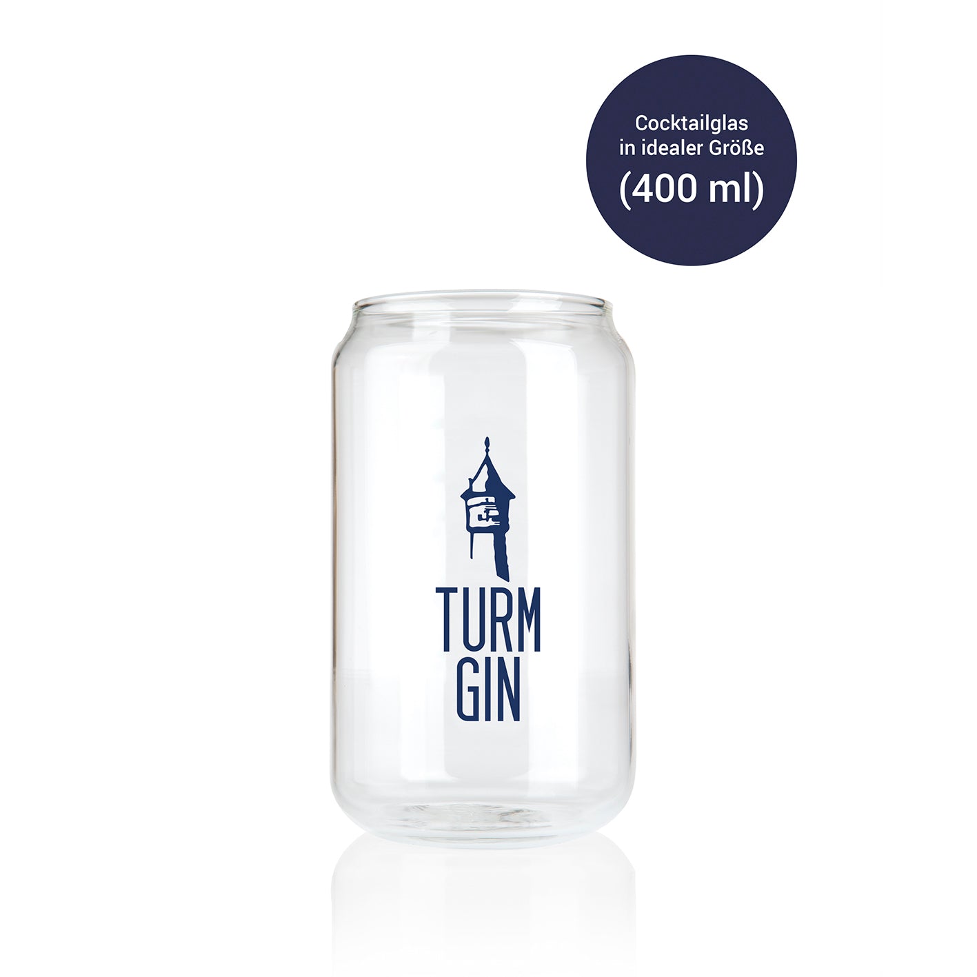 Cocktail Glas mit Logo - 400 ml im TURM GIN Design, stilvoll für Gin, Cocktails und Erfrischungsgetränke.
