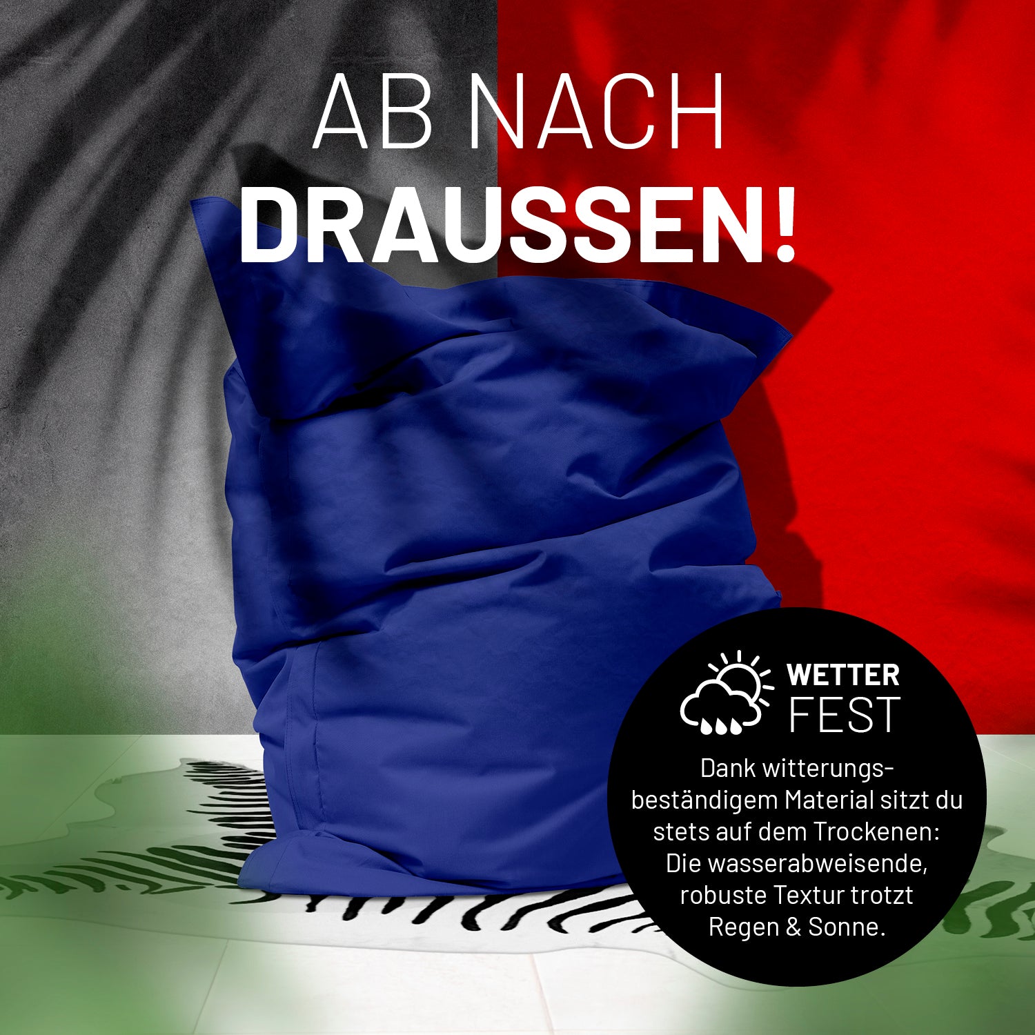 Sitzsack Classic XXL (380 L) Dunkelblau, wetterfest, robust, wasserabweisend, für drinnen & draußen, mit verdecktem Reißverschluss und extra starker Naht.