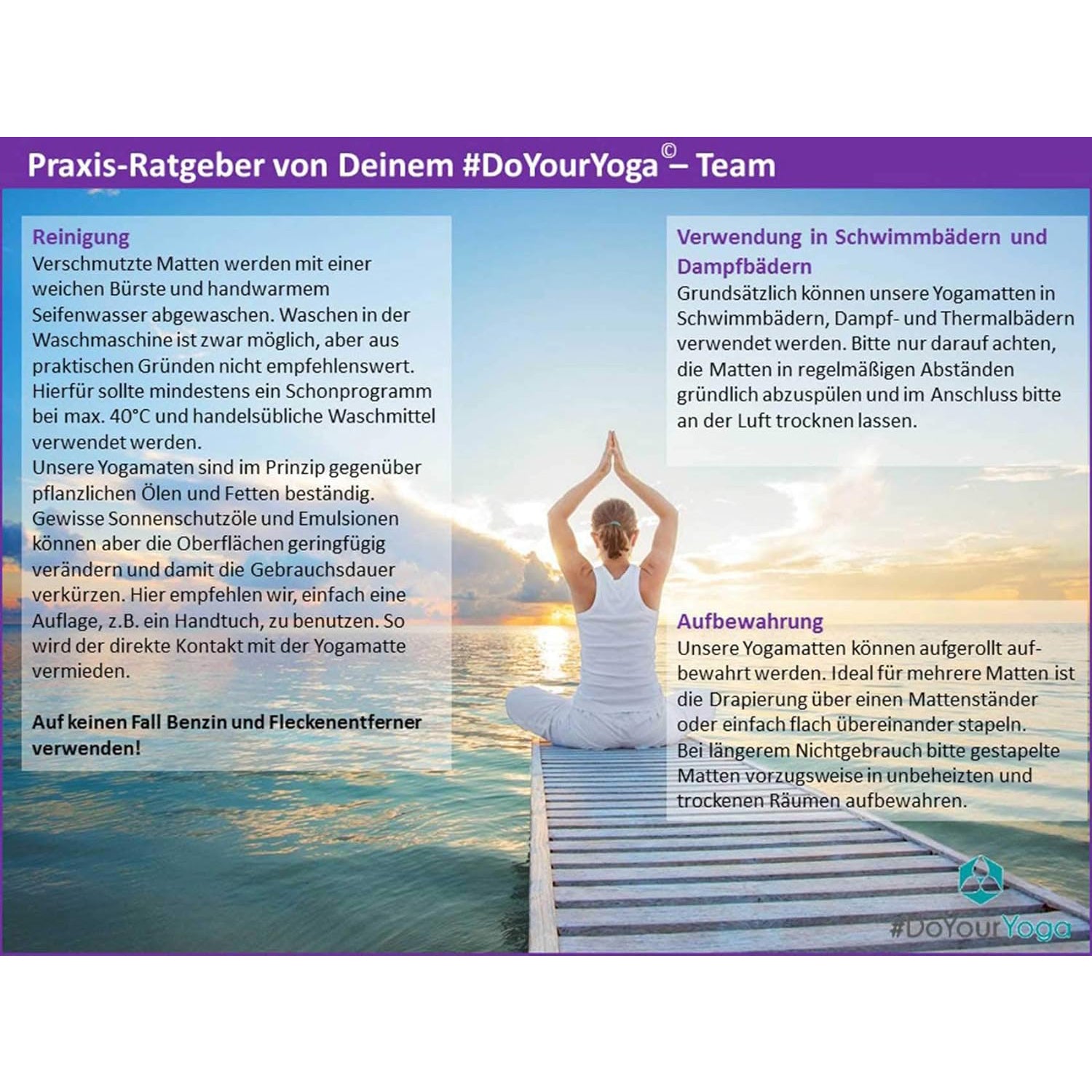 Yogamatte Ravana - 183 x 61 x 0,4cm, rutschfest und hautfreundlich, ideal für Yoga, Pilates und Fitness, leicht zu reinigen und transportieren.