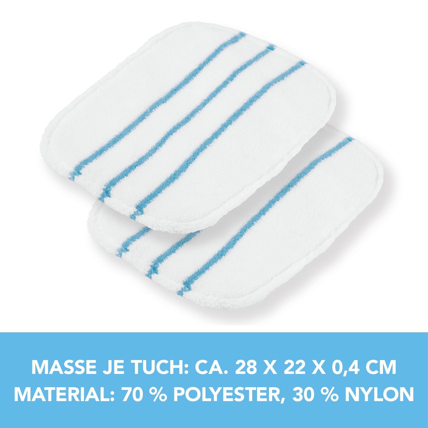Bodentuch für Dampfbesen Vibration - 2er-Set - weiß, waschbar, passend für MAXXMEE Vibrations-Dampfbesen, saugstark und wiederverwendbar.