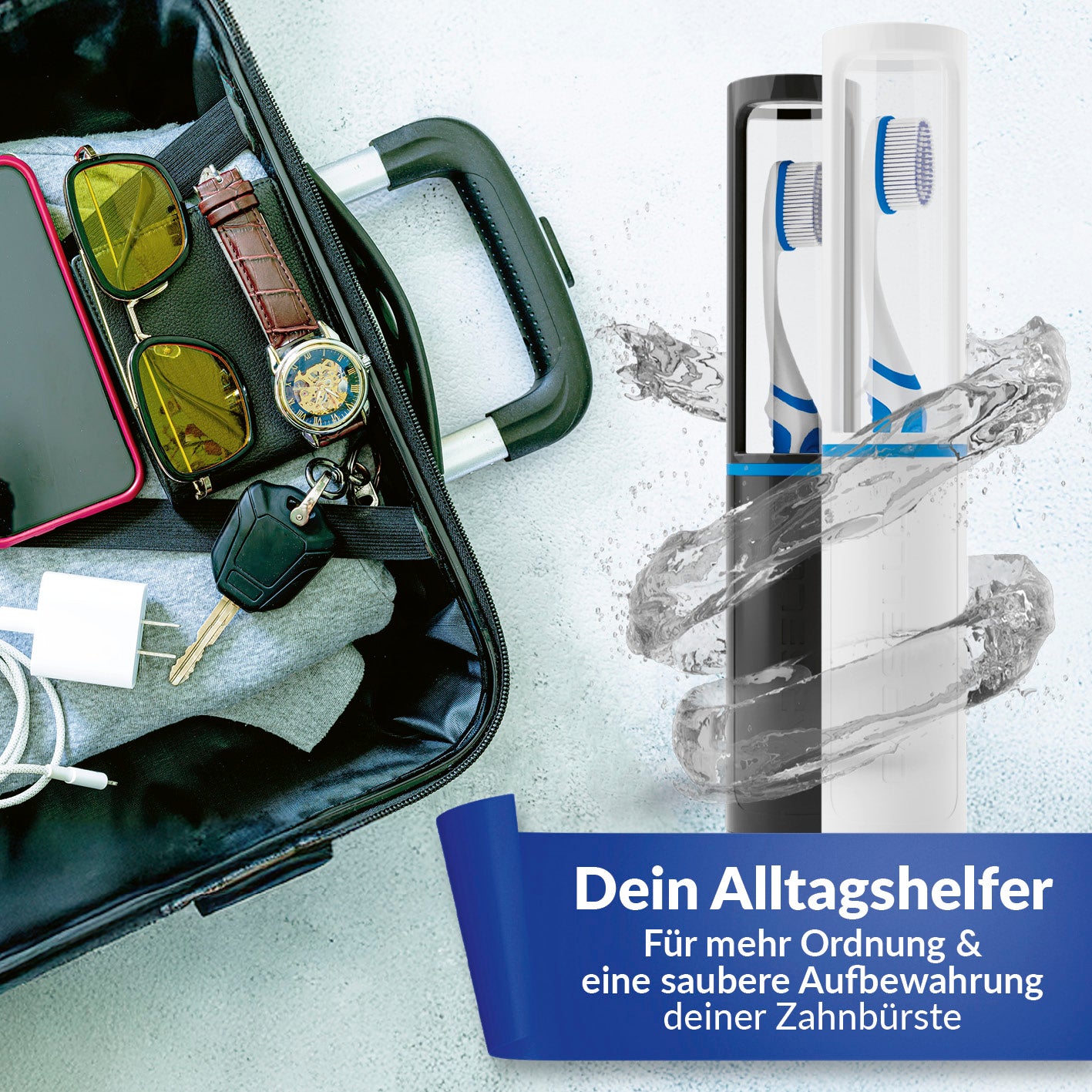 Zahnbürstenbox - schwarz - 2er-Set