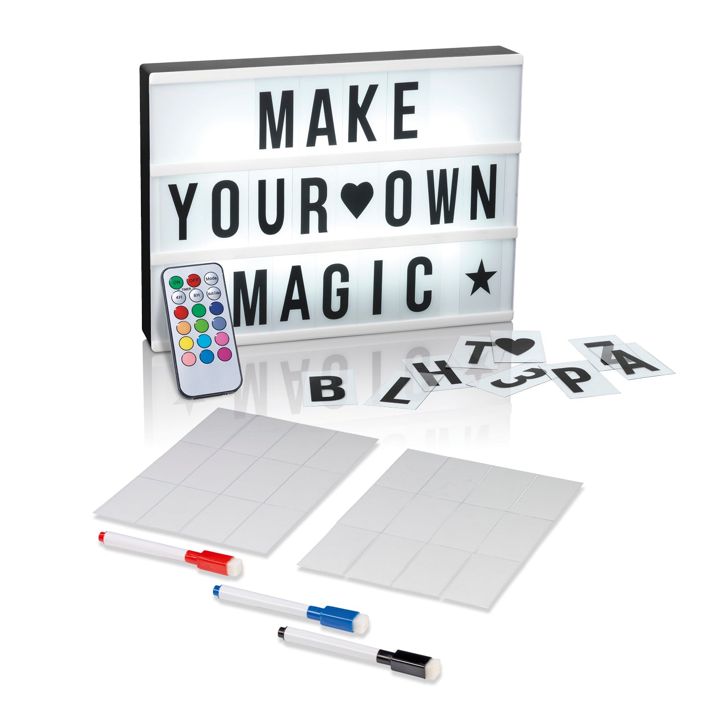 LED-Leuchtkasten mit 173 Buchstaben & Symbole inkl. Schreib-Set (3 Stifte & 20 Karten)