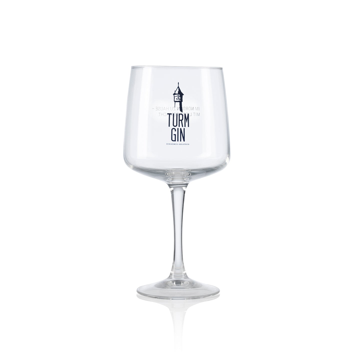 Copa Glas mit Logo und Schriftzug - 720 ml - 2er-Set, stilvolles TURM GIN Design, ideal für Gin, Cocktails, spülmaschinengeeignet.