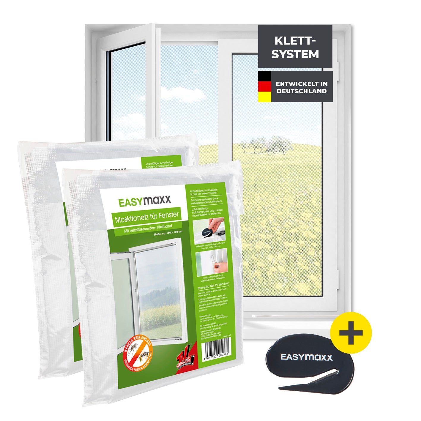 Moskitonetz für Fenster mit selbstklebendem Klettband 2er-Set 150x180 cm Weiß für effektiven Insektenschutz ohne Bohren.