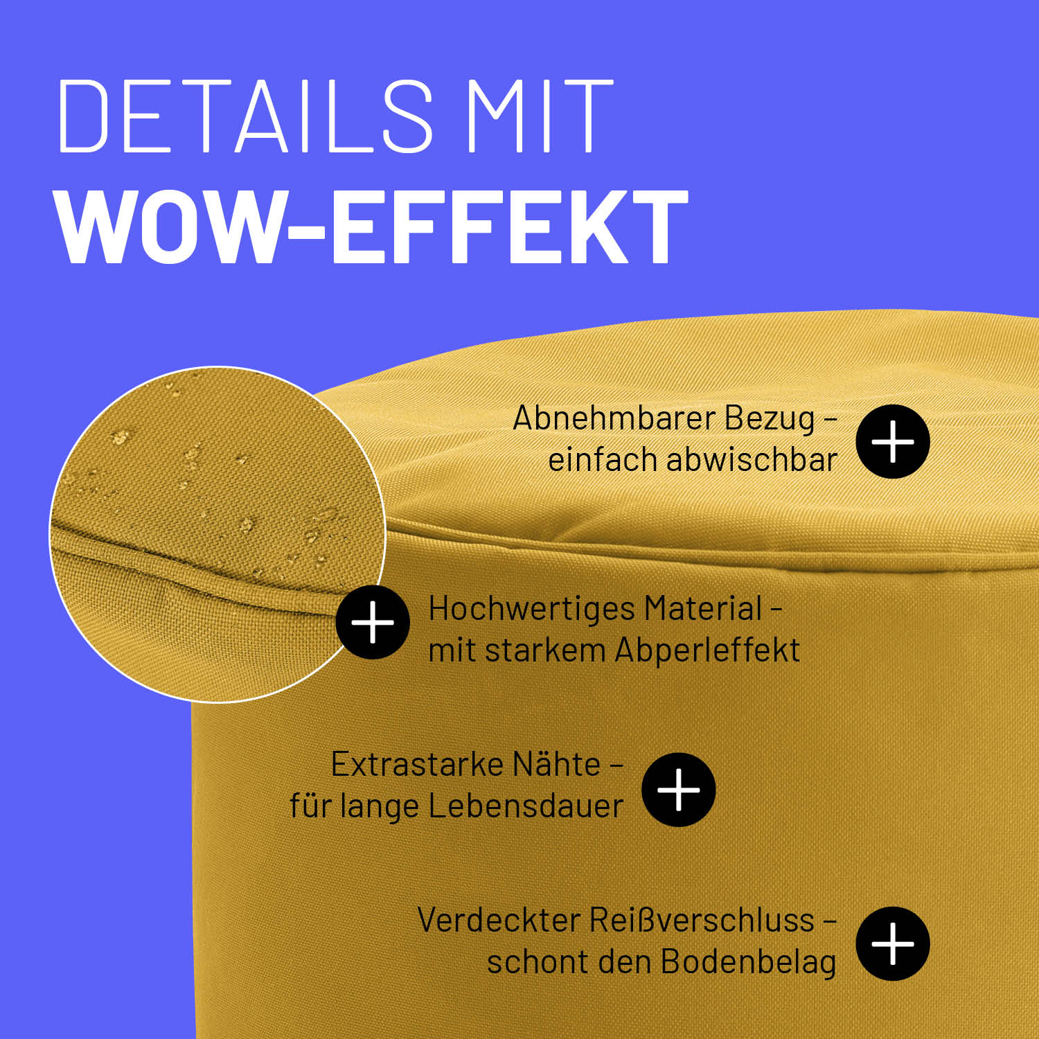 Sitzsack-Hocker/Pouf (50 L) - indoor & outdoor - Senfgelb