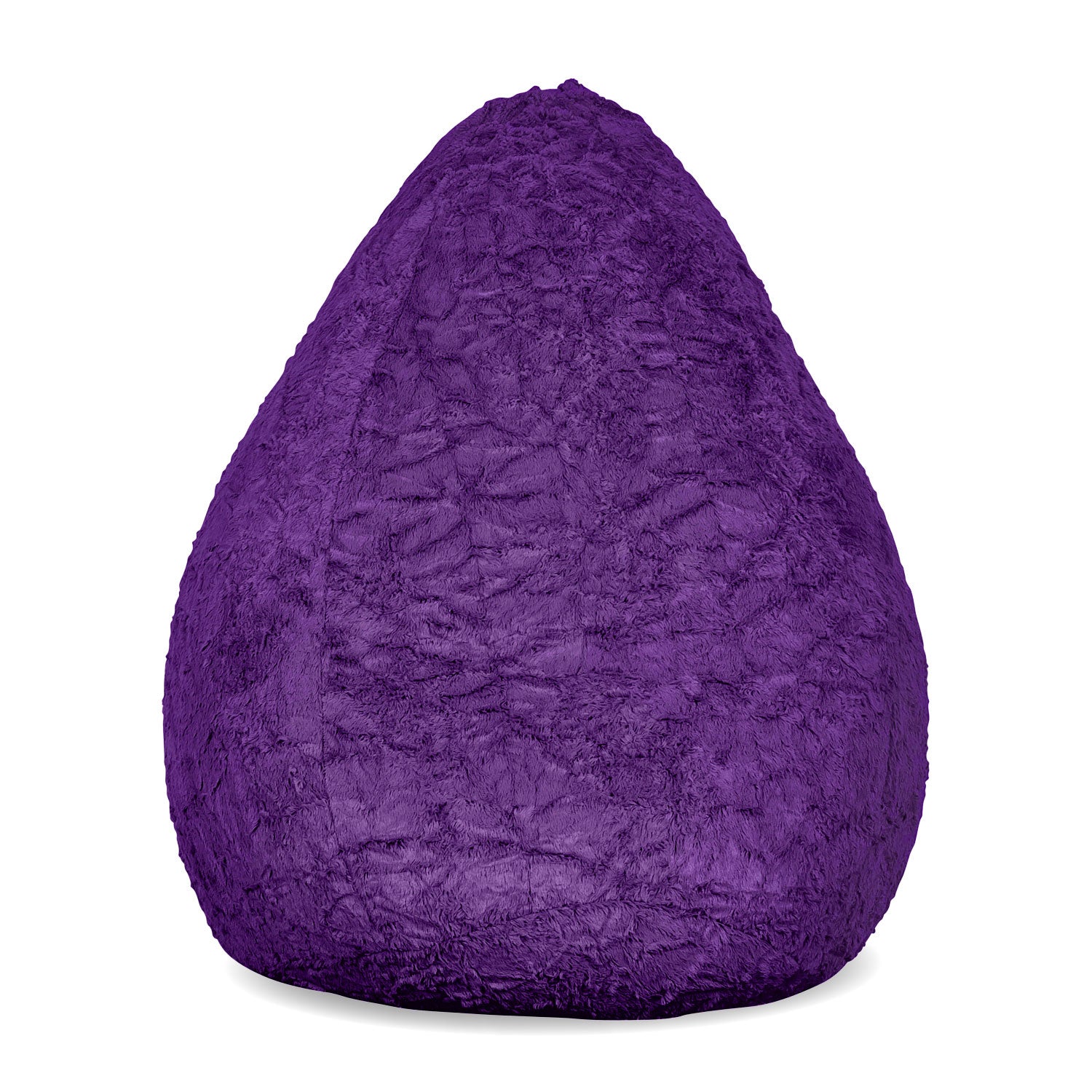 Luxury Fluffy Sitzsack (120 L) in Lila aus weichem Webplüsch, flexibel und formanpassend für drinnen.