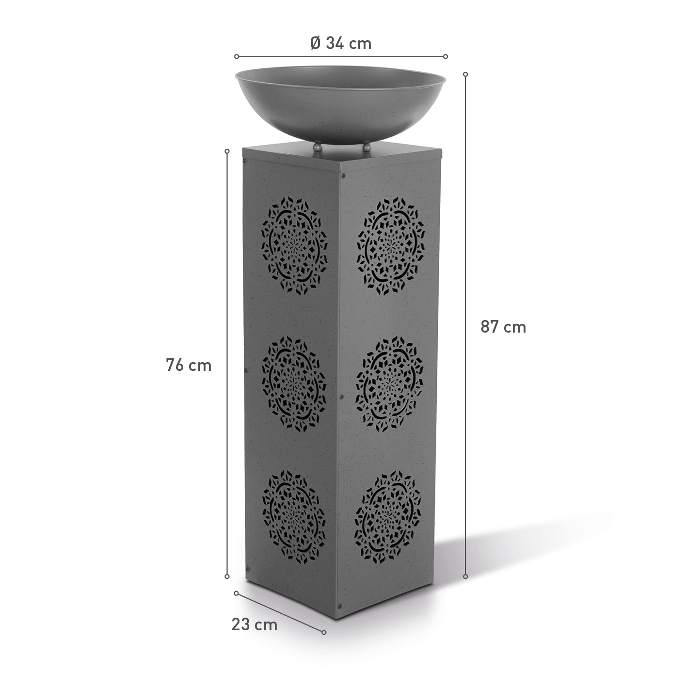 LED-Dekosäule Beton-Optik "Mandala" - 87 cm