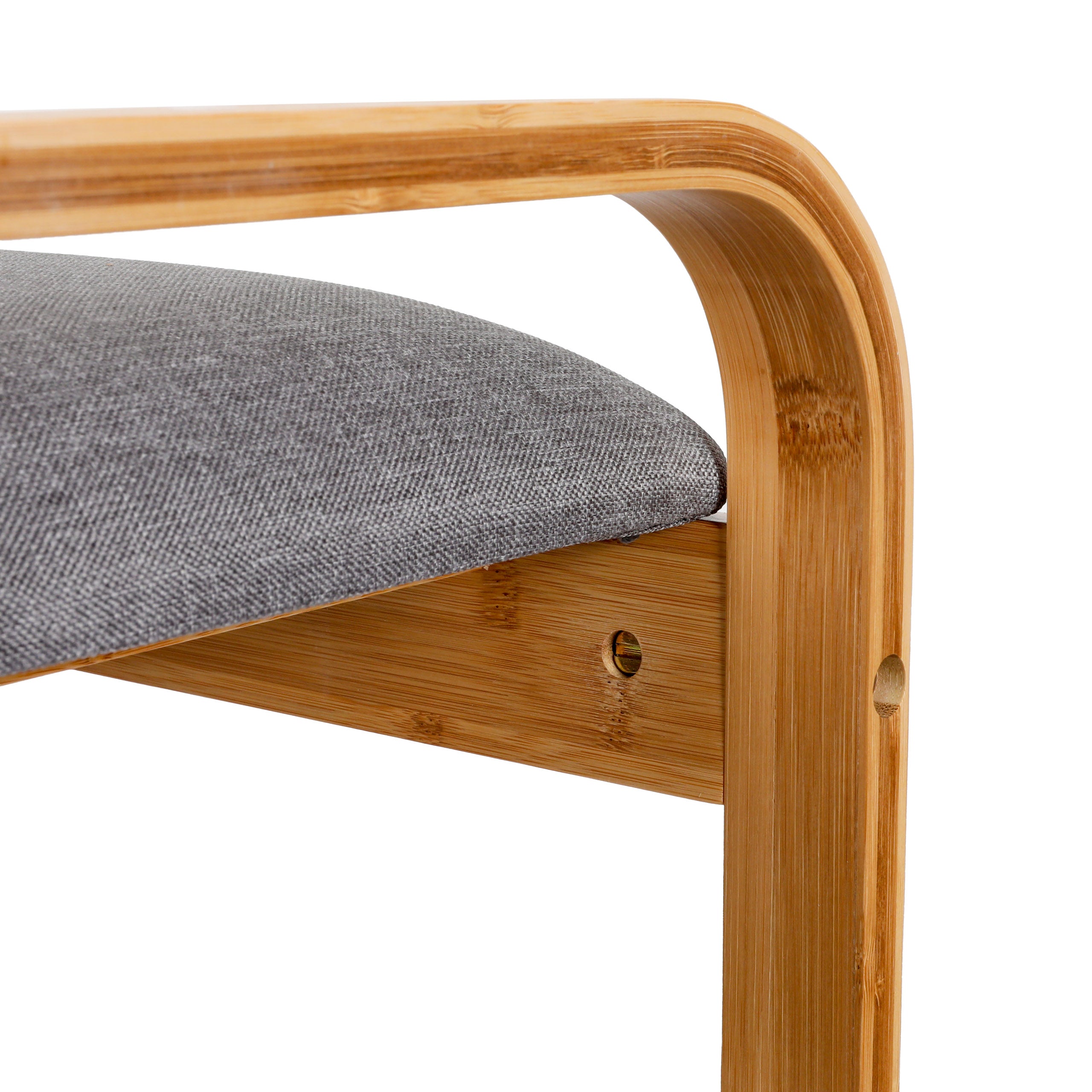 Schuhregal aus Bambus mit Sitzbank - 90 x 50 x 30 cm - Grau mit gepolstertem Sitz und stabilem Bambusrahmen von Lumaland.