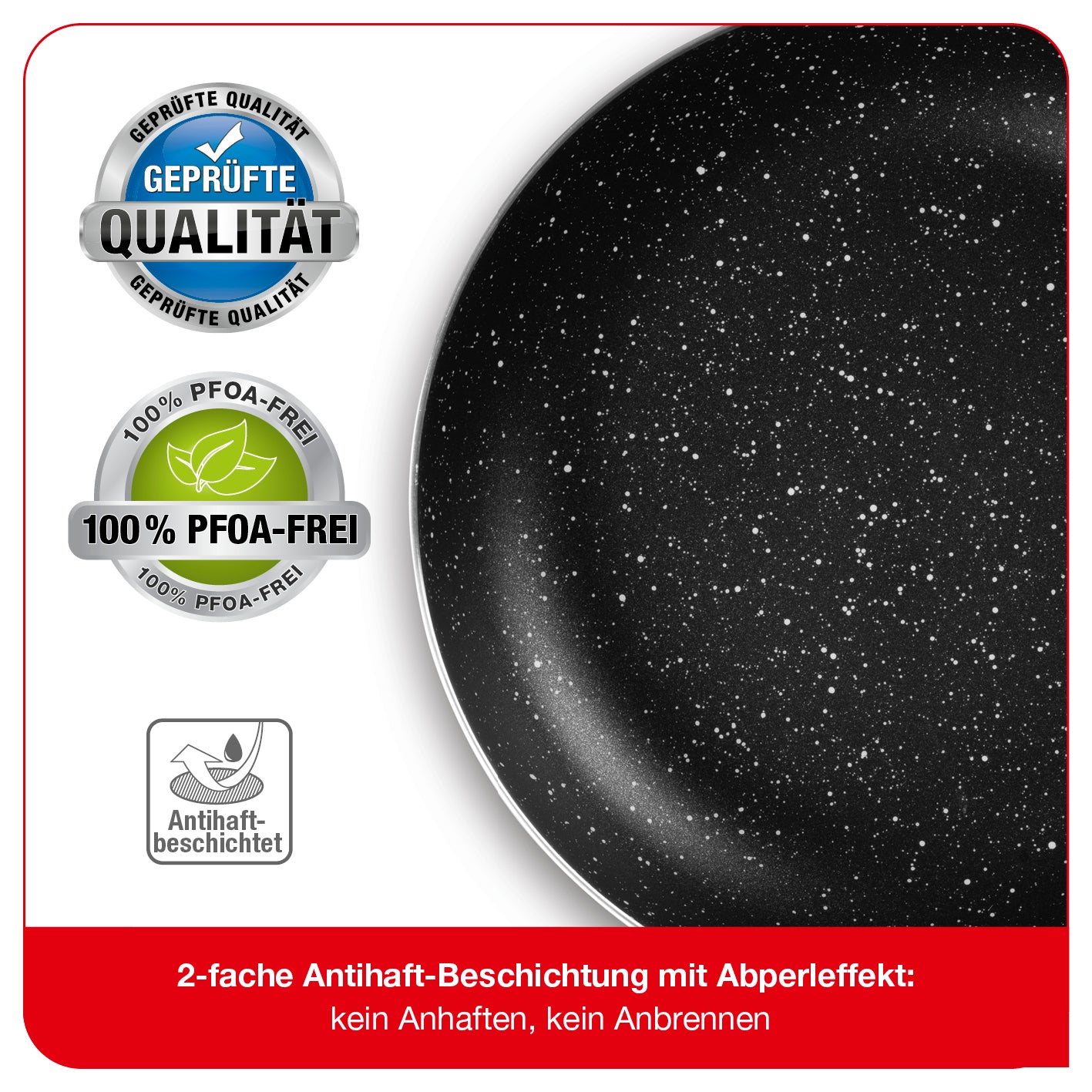 Aluminium-Pfanne mit Cool-Touch-Griff - 24 cm - anthrazit, 2-fache Antihaft-Beschichtung, PFOA-frei, geprüft, spülmaschinengeeignet.
