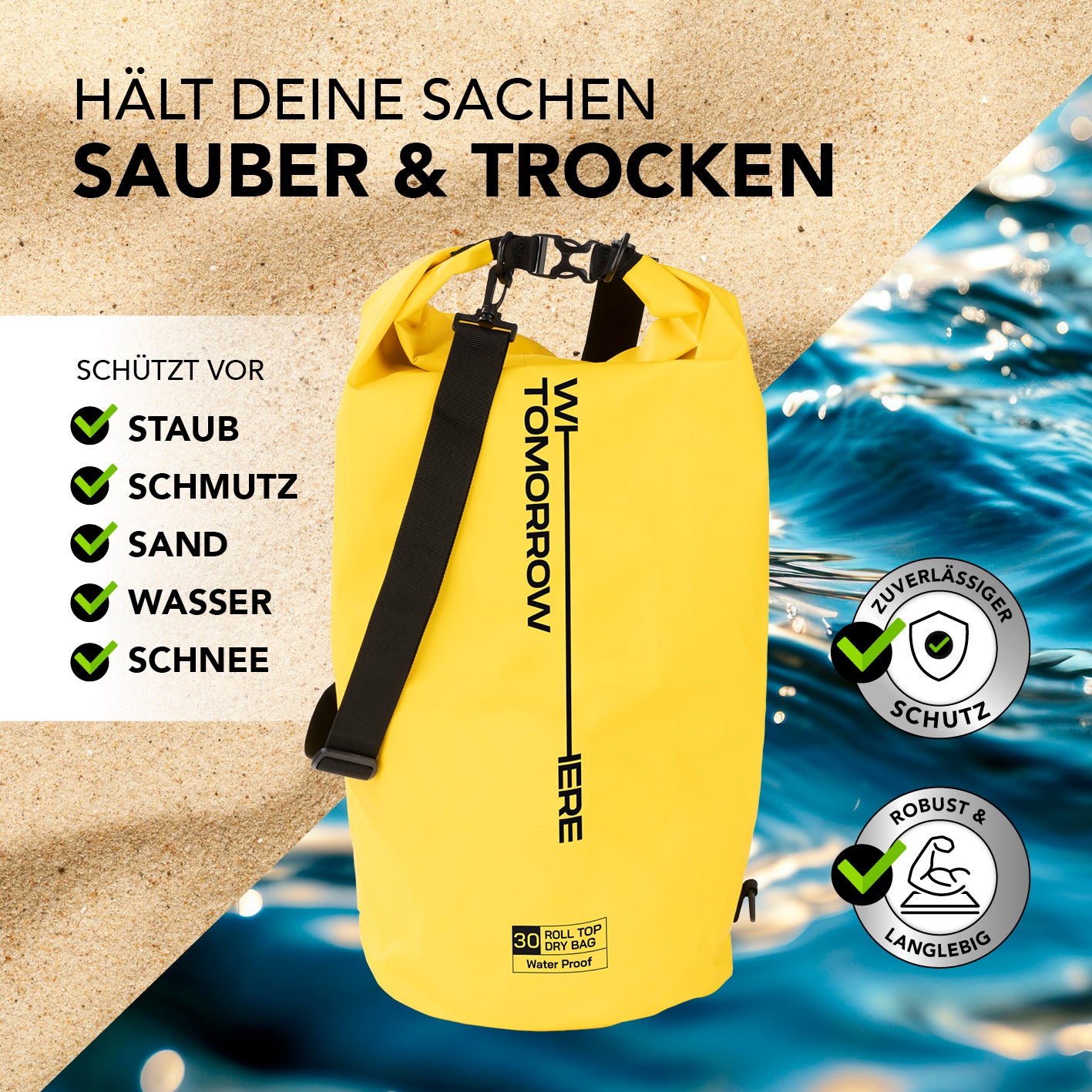 Dry Bag 30L - Style 01 - Gelb