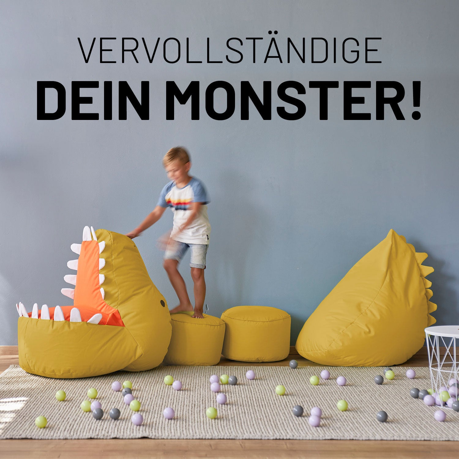 Kindersitzsack Animal Line Monster (180 L) - indoor & outdoor - Senfgelb
