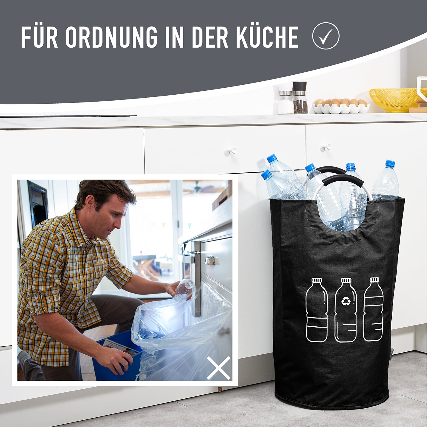 Faltbarer Pfandflaschen Sammelbehälter - Grau