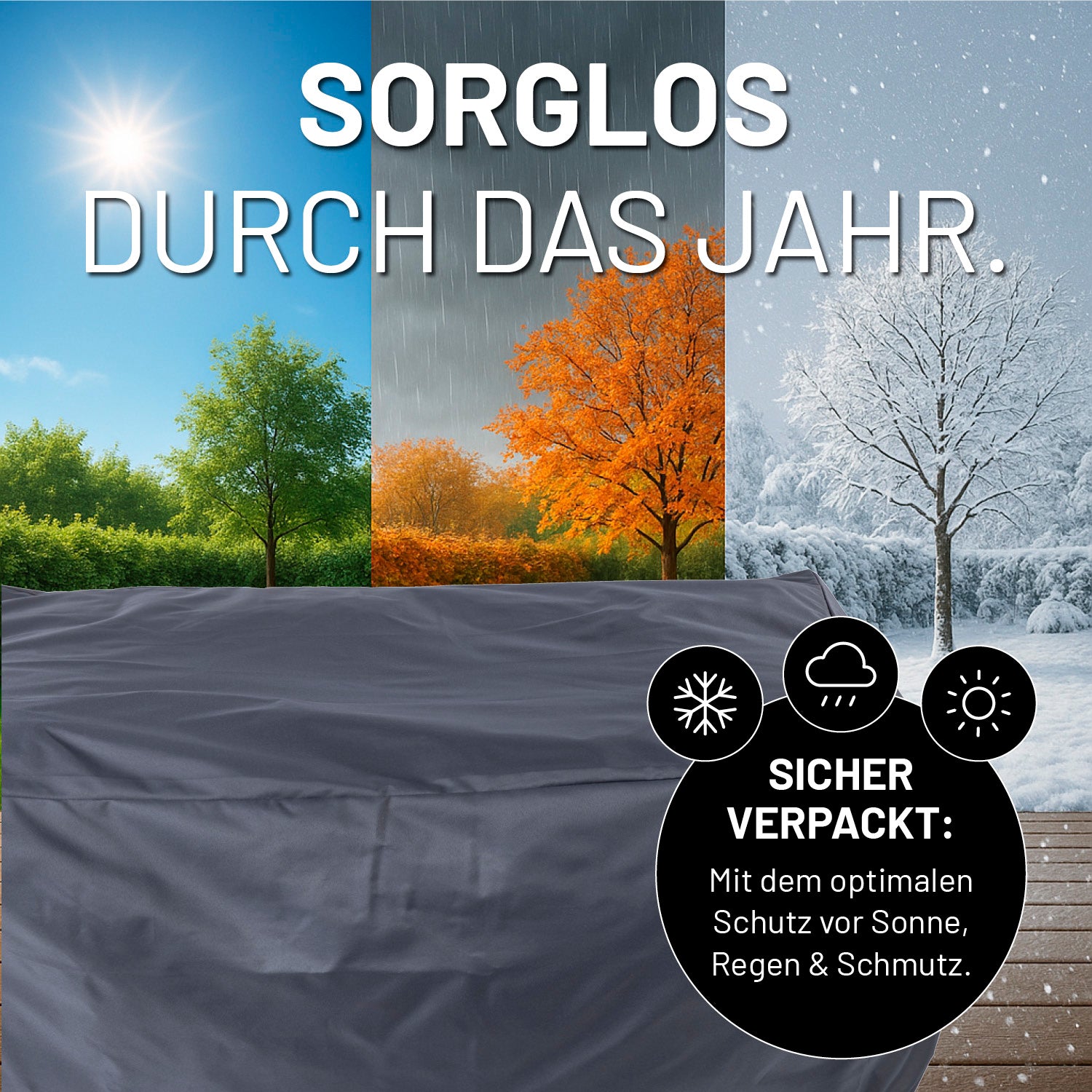 Wetterschutzhaube für 3 Modulare Elemente - 220 x 85 x 75 cm