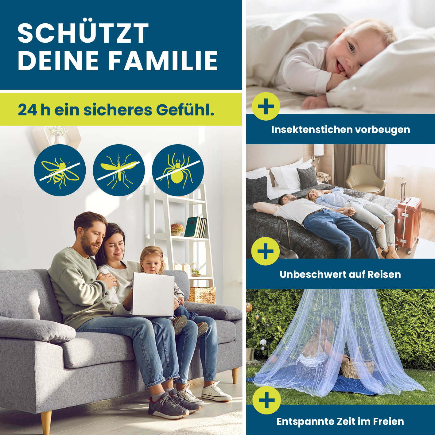 Insekten-Baldachin XXL-Insektenschutz für Einzel- und Doppelbetten, flexibel, komfortabel und ideal für Reisen mit Klebehaken von HOBERG.